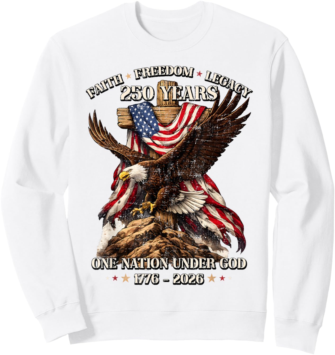 250 Anniversary USA 250th Patriotic Eagle 4th of July Sweatshirt - Sweatshirt | White
