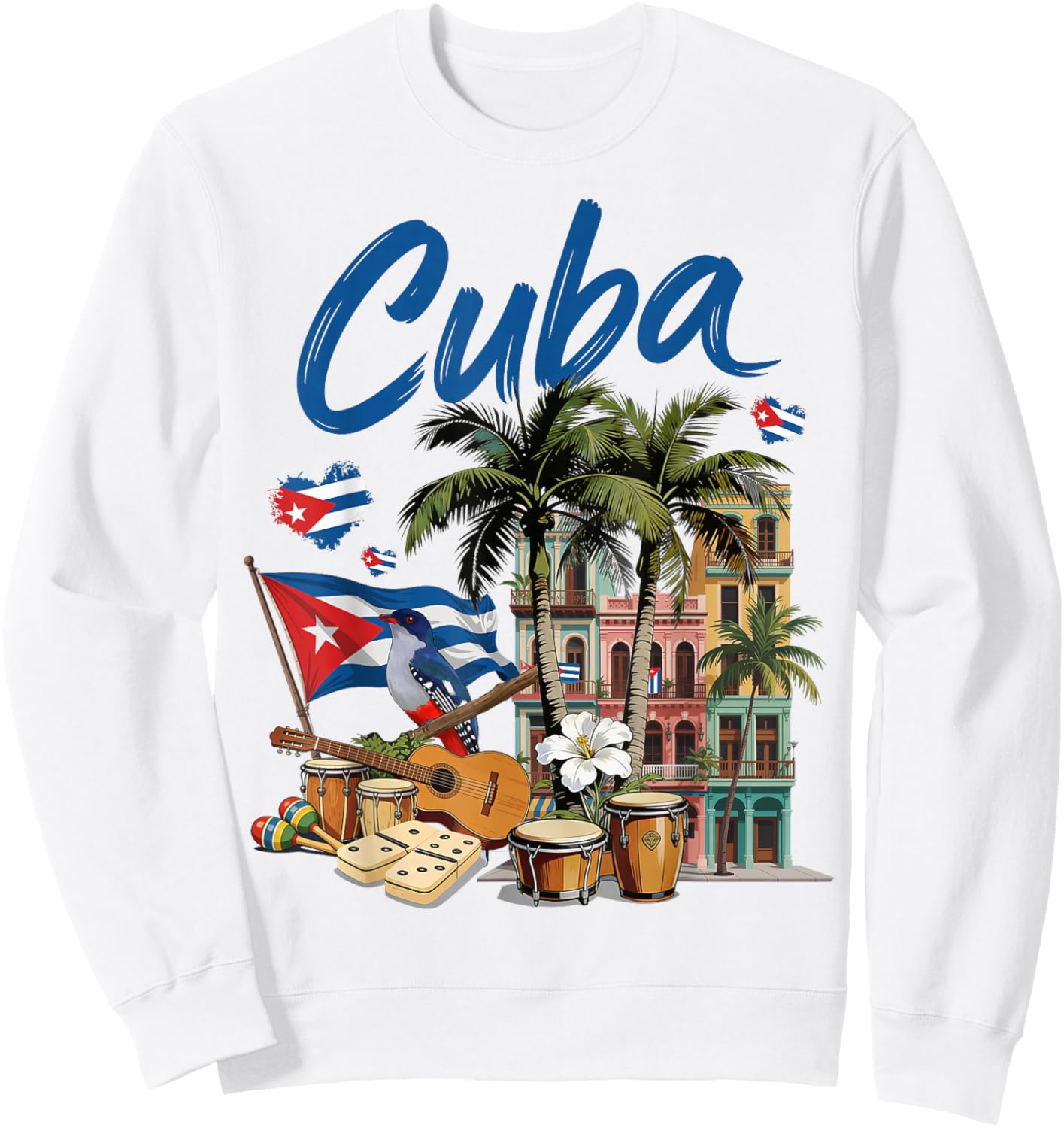Latin Heritage Cuban Flag Outfit Idea Cuba Themed Sweatshirt - Sweatshirt | White
