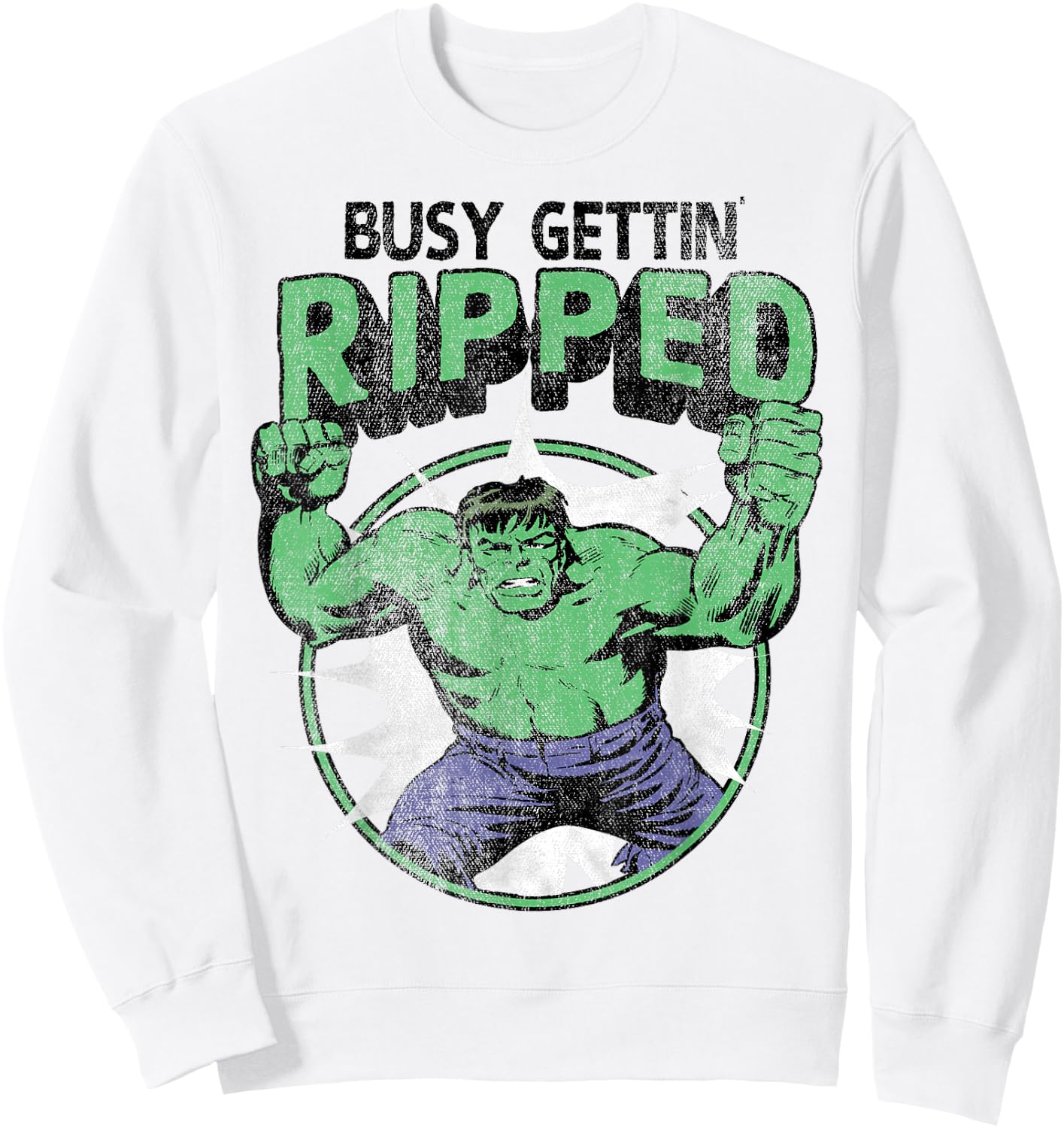 Marvel Hulk Busy Gettin Ripped Workout Sweatshirt - Sweatshirt | White
