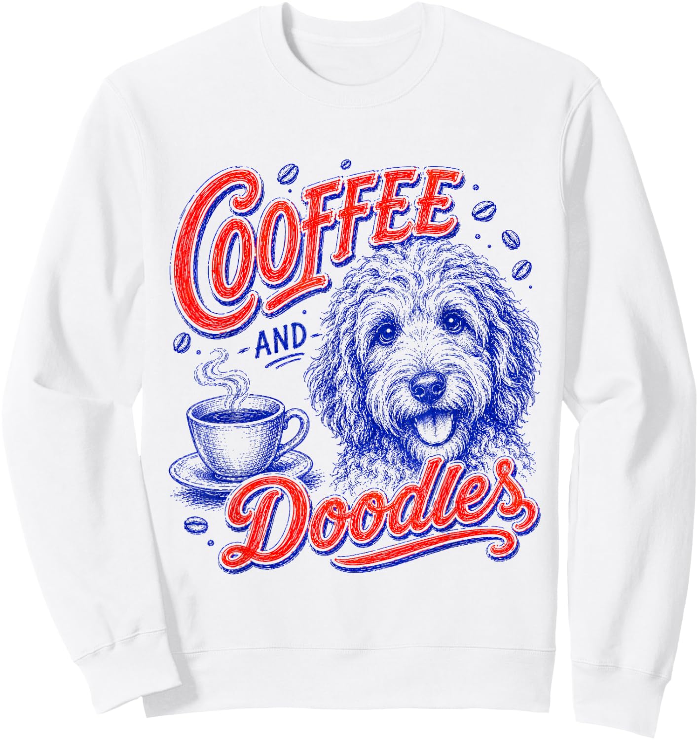 Coffee and Doodles Funny Doodles Coffee Club Pet Lover Men Sweatshirt - Sweatshirt | White