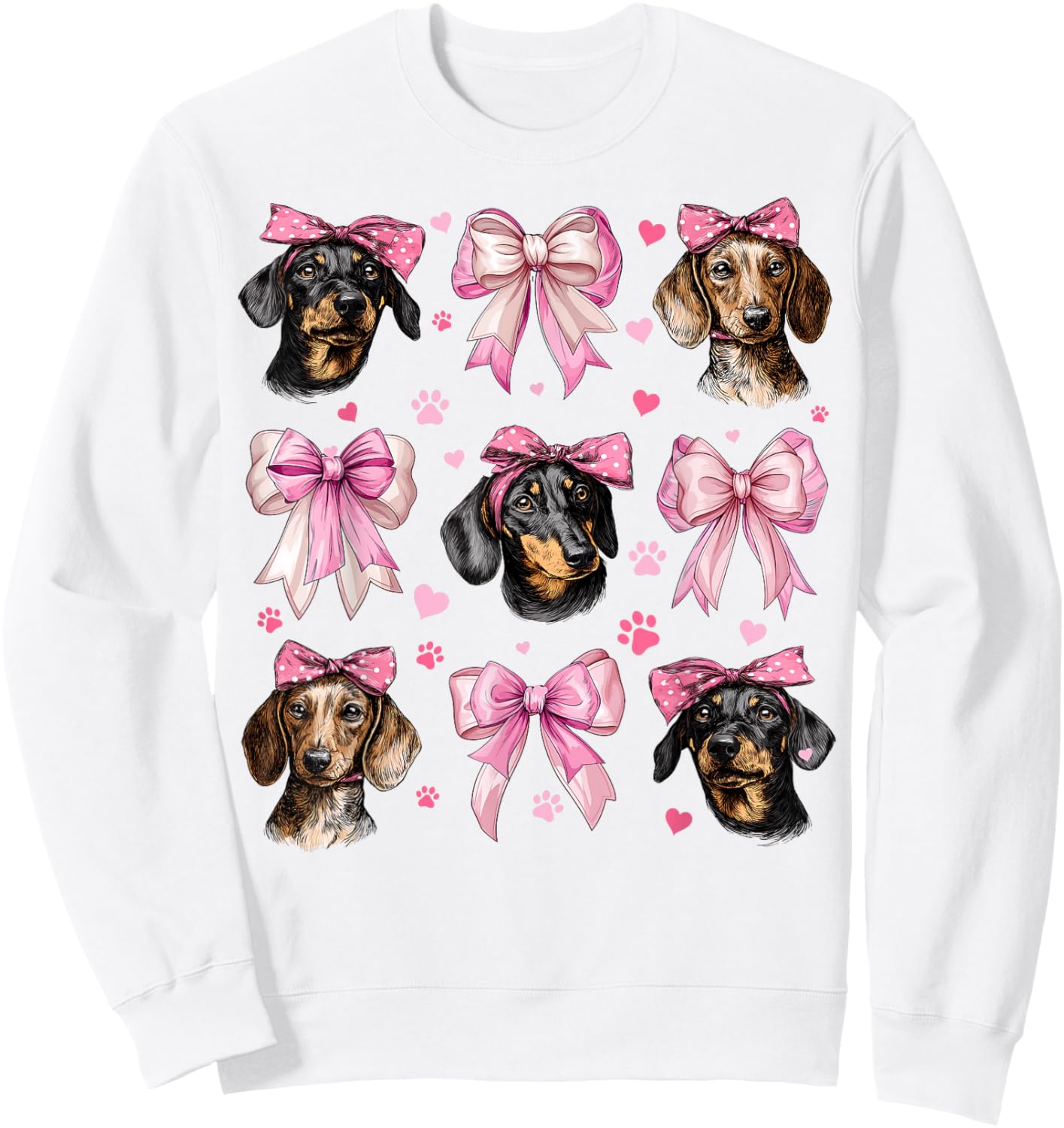 Dachshund Dog Mom Girl Coquette Bow Pink Sweatshirt - Sweatshirt | White