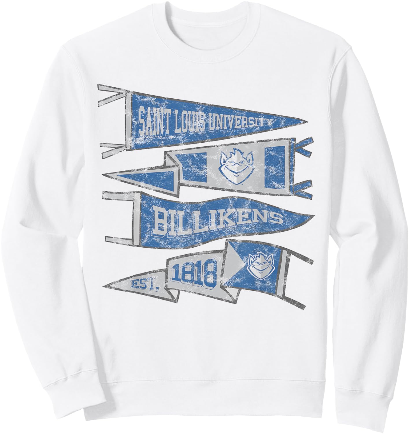 Saint Louis University SLU Billikens Distressed Pennants Sweatshirt - Sweatshirt | White