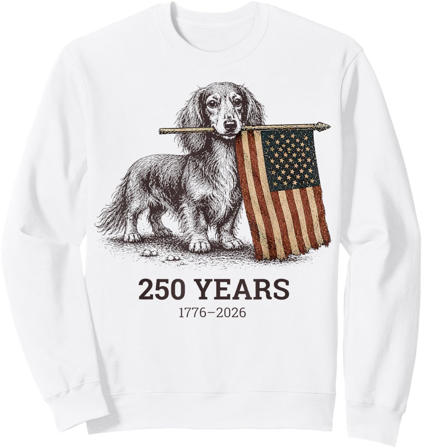 Dachshund America's 250th Patriotic Dog Fireworks Sweatshirt - Sweatshirt | White
