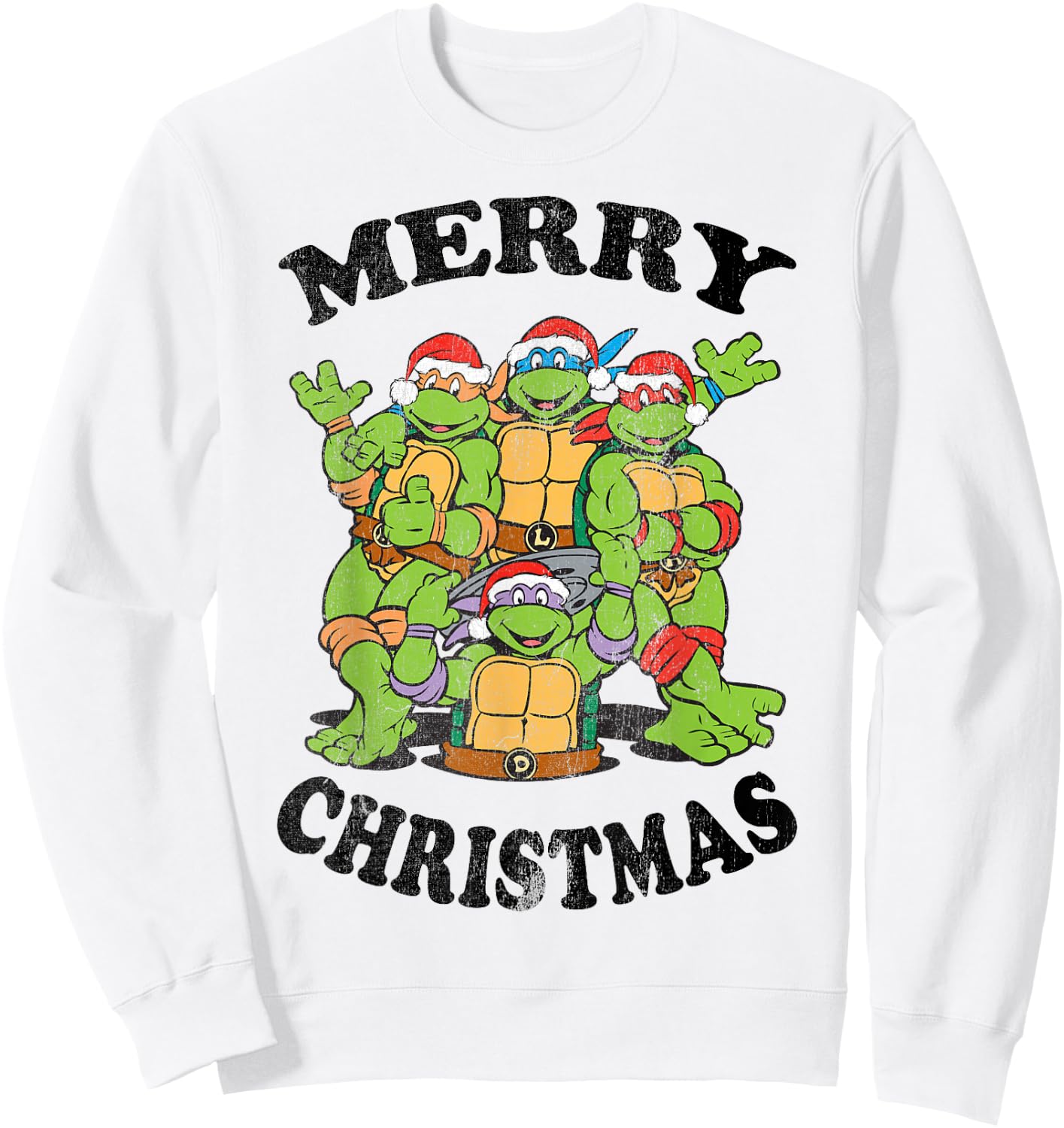 Teenage Mutant Ninja Turtles Merry Christmas Group -Shirt Sweatshirt - Sweatshirt | White