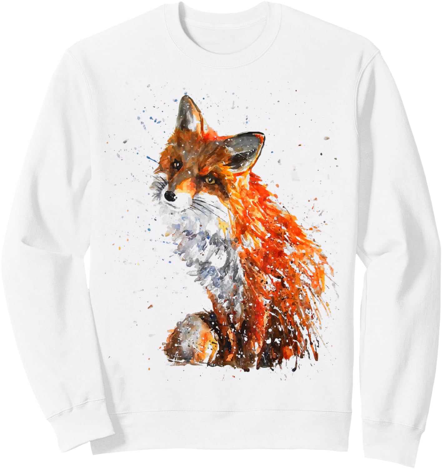 Fox, Hand Painted Fox Sweatshirt - Sweatshirt | White