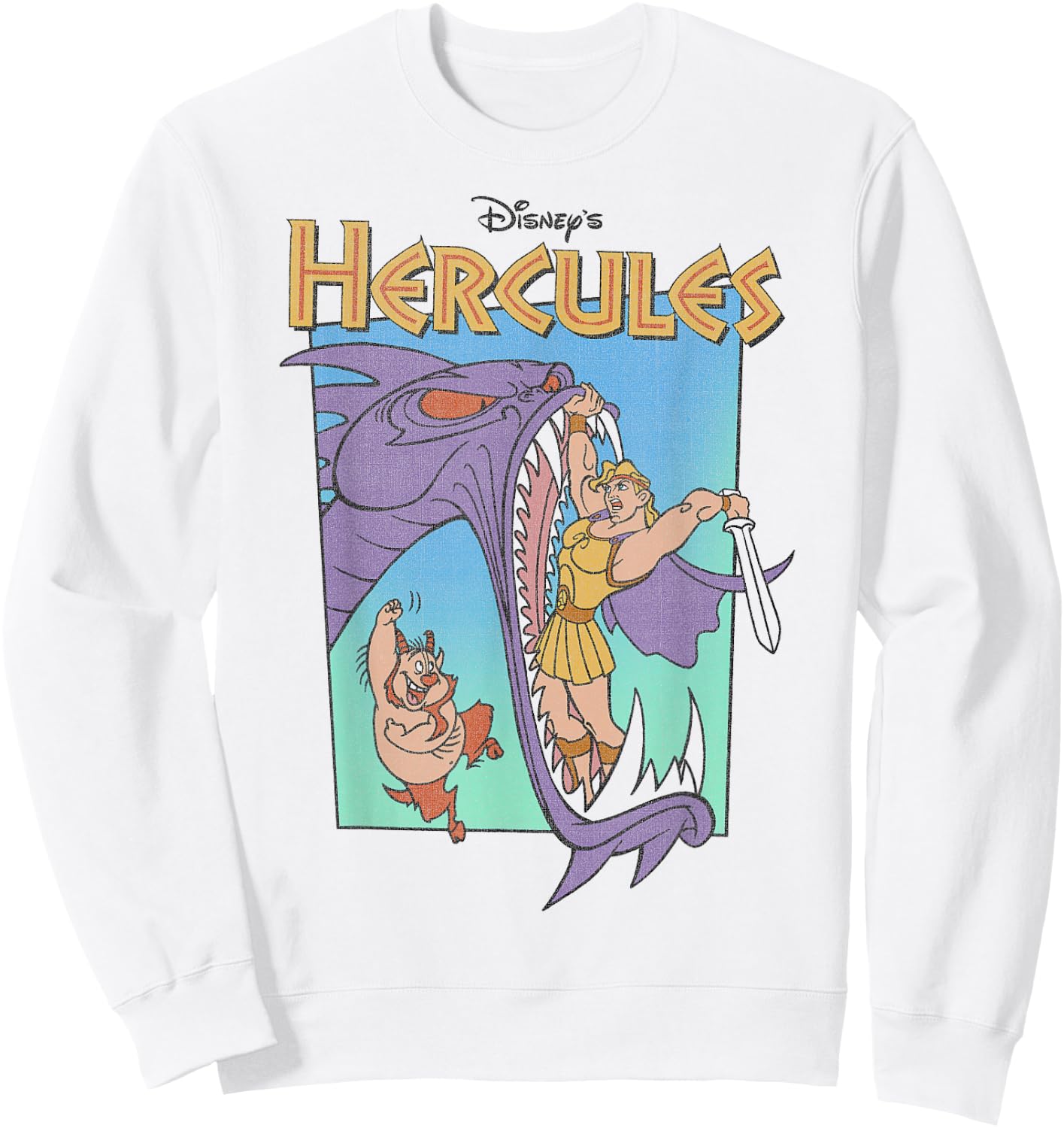 Disney Hercules Hydra Battle Retro Classic Movie Poster Sweatshirt - Sweatshirt | White