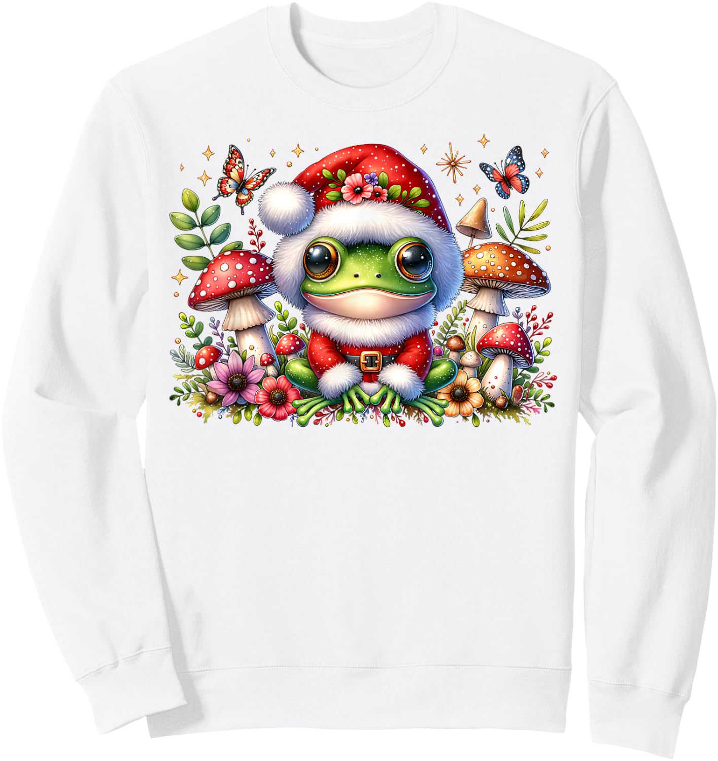 Cottagecore Frog Christmas Mushroom butterfly Men Women Kids Sweatshirt - Sweatshirt | White