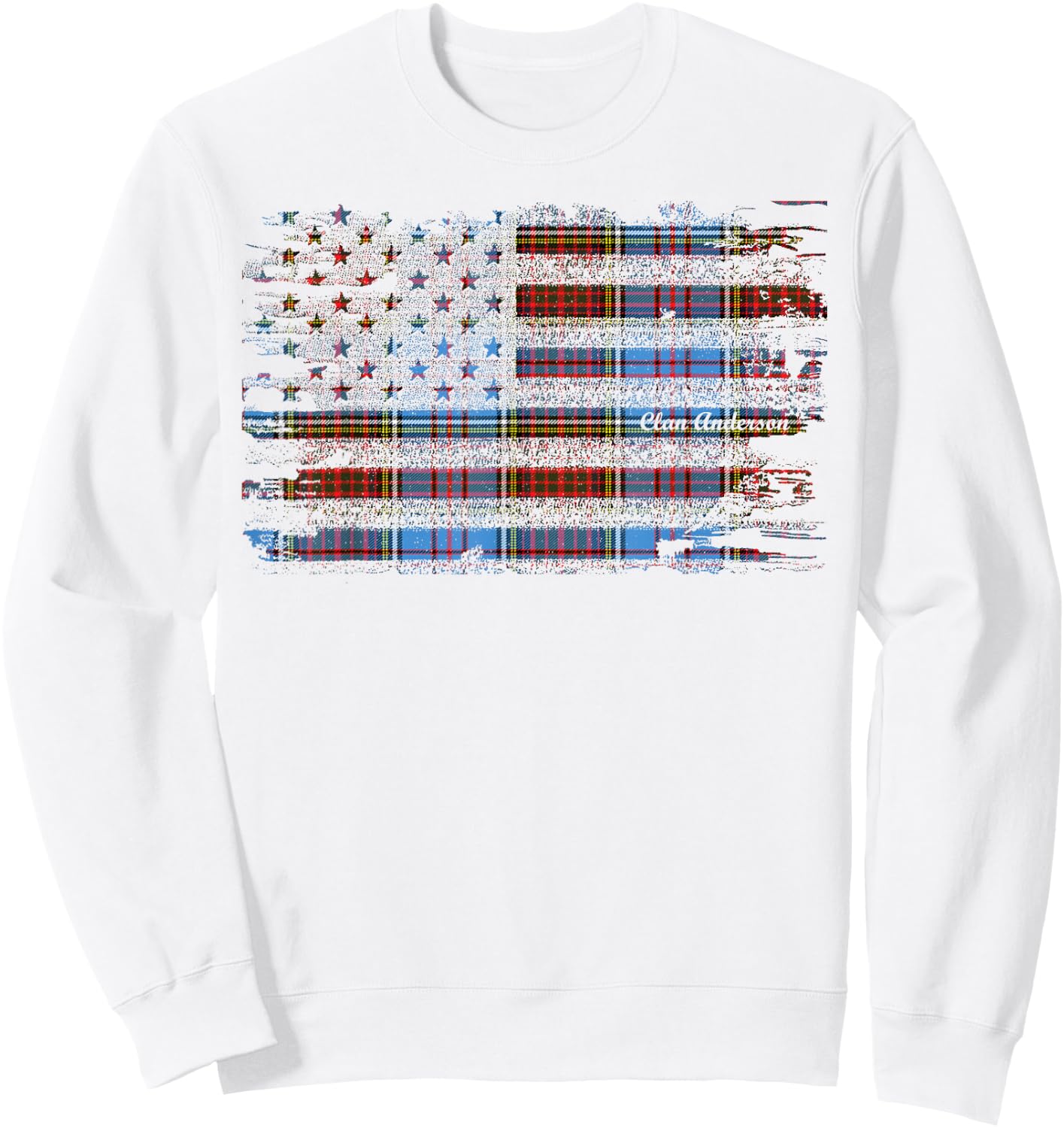 Clan Anderson American Flag Scottish Tartan Sweatshirt - Sweatshirt | White