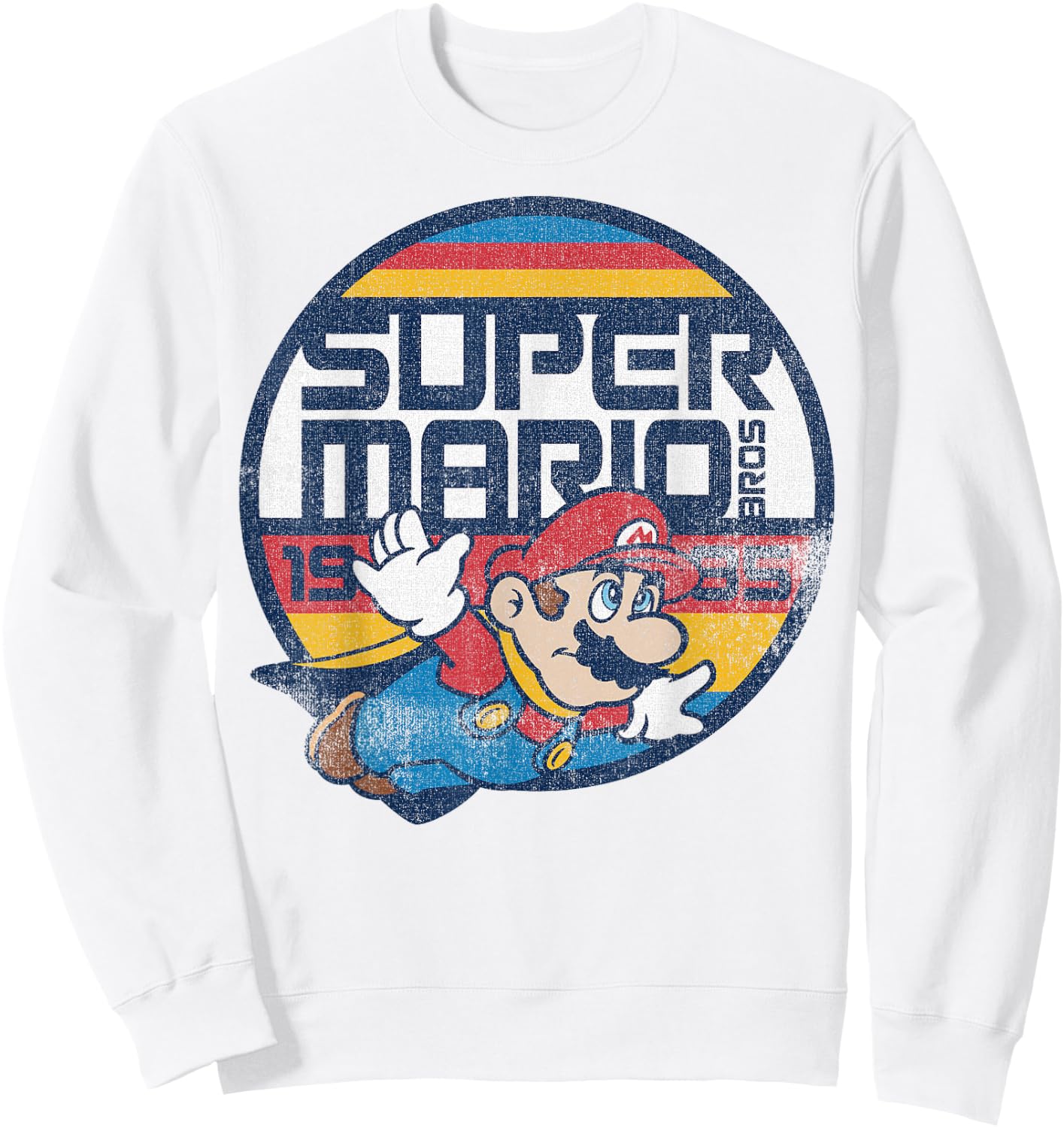 Super Mario Classic Retro Flying 1985 Graphic Sweatshirt - Sweatshirt | White