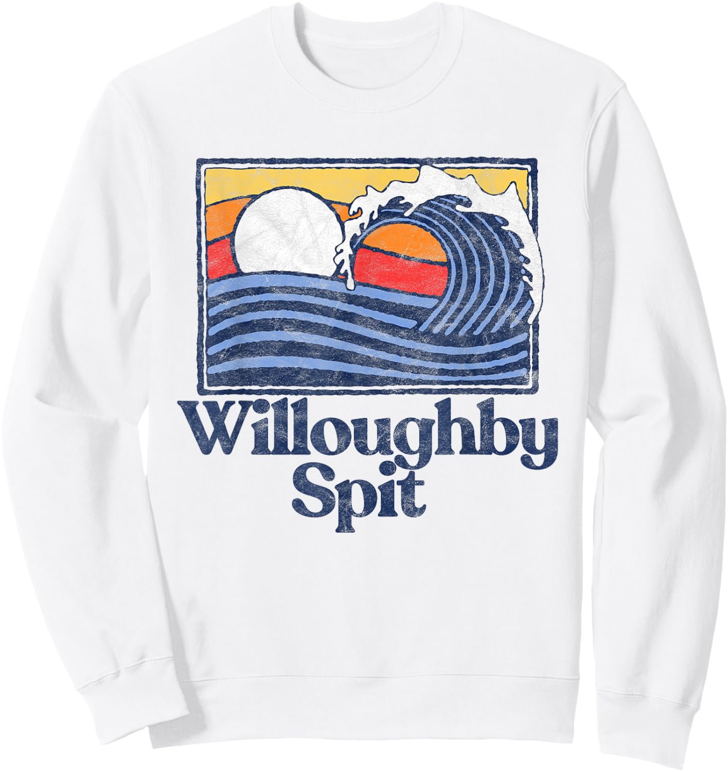 Willoughby Spit Retro Surfer Vintage Beach & Wave Men Women Girls Kids Sweatshirt - Sweatshirt | White