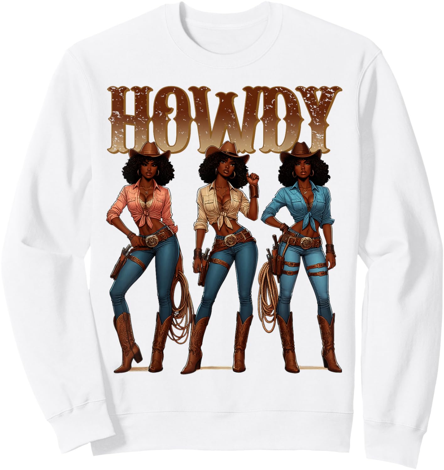 Juneteenth Cowgirl Western Rodeo Melanin History Texas Howdy Sweatshirt - Sweatshirt | White
