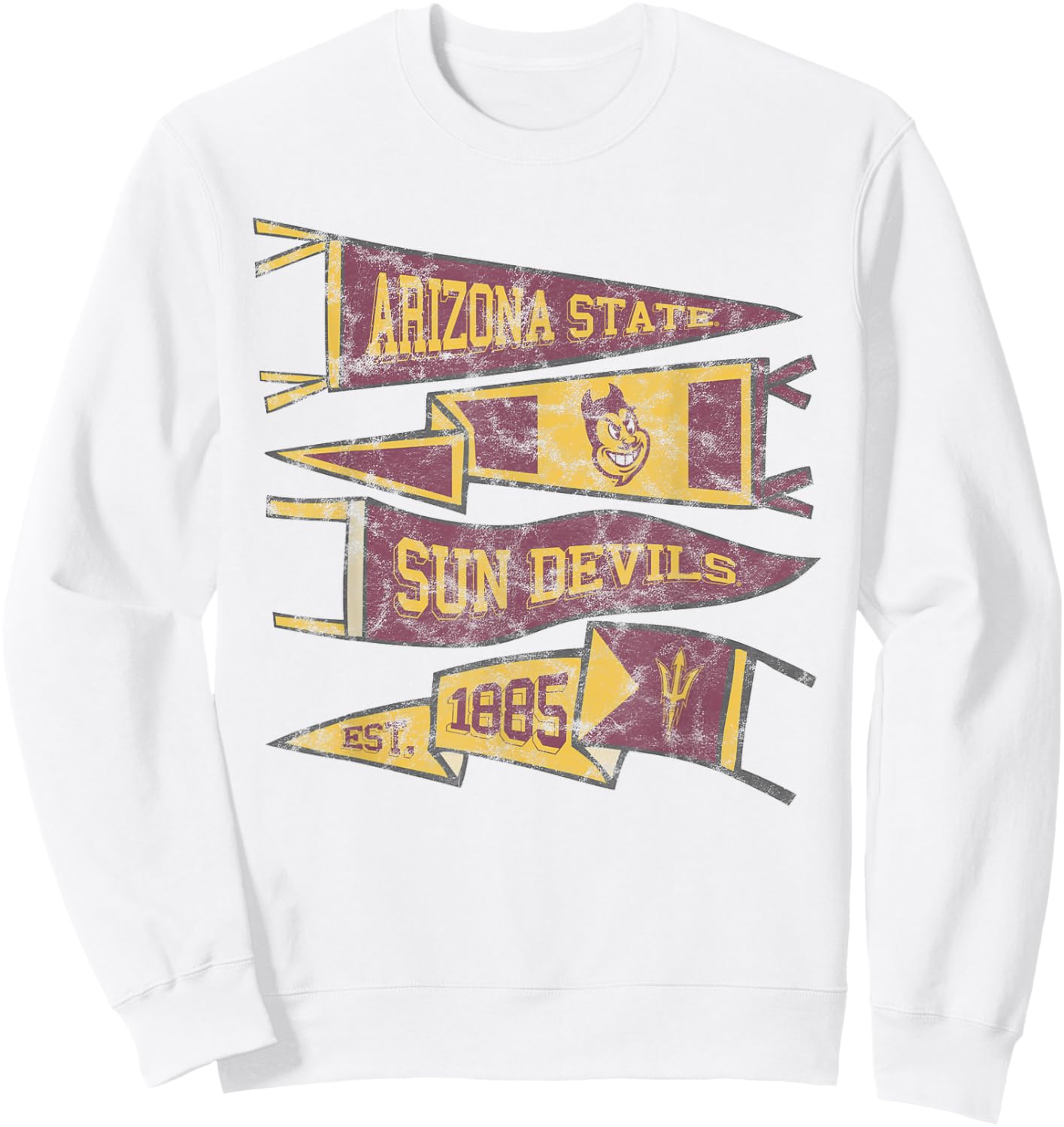 Arizona State University Sun Devils Distressed Pennants Sweatshirt - Sweatshirt | White