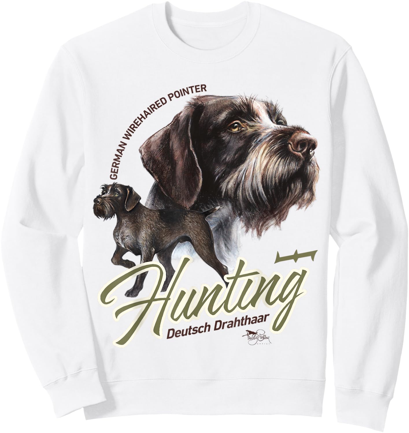 German Wirehaired Pointer Hunting Dog GWP Sweatshirt - Sweatshirt | White