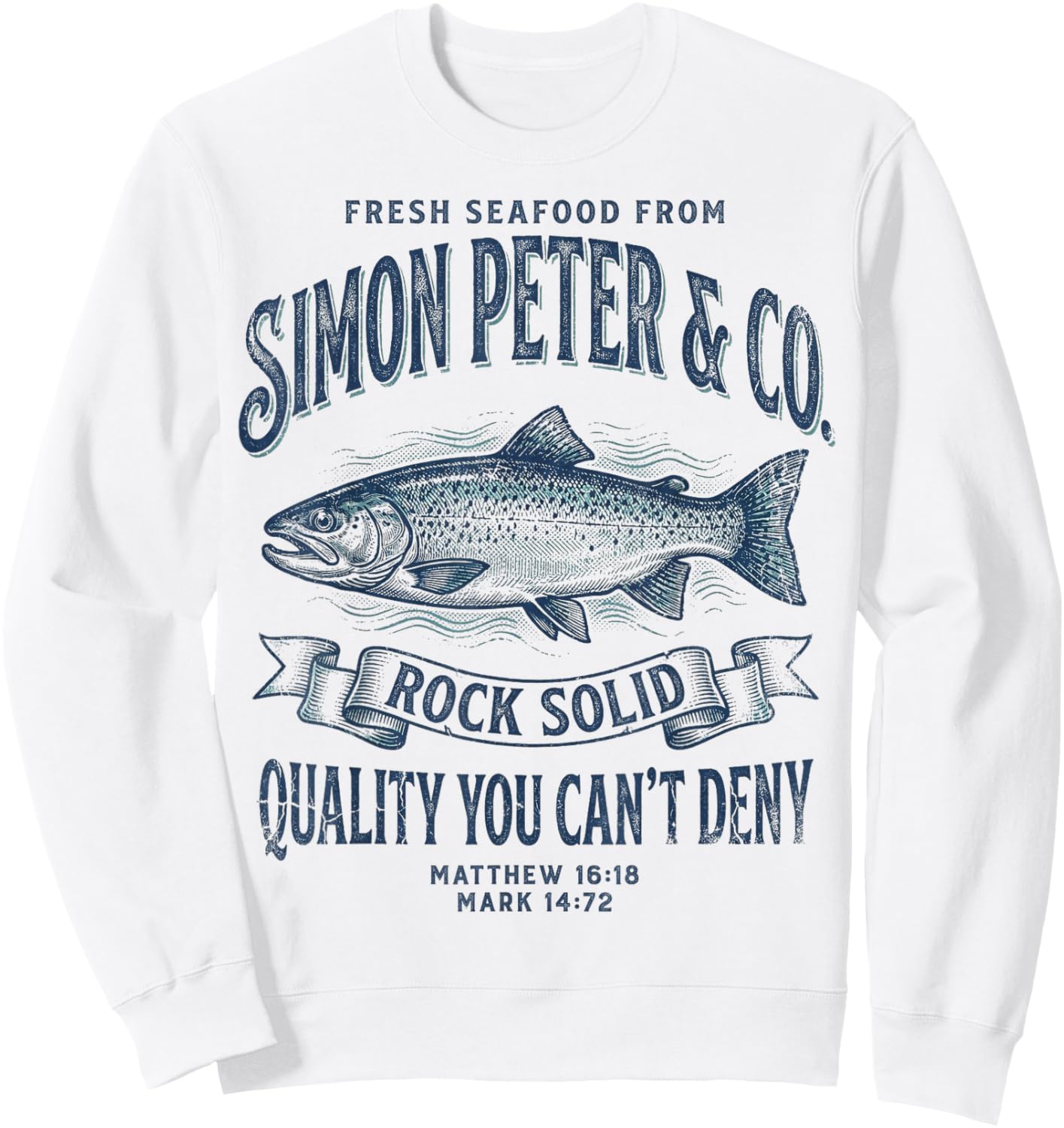 Simon Peter Seafood Funny Christian Fishing Sweatshirt - Sweatshirt | White