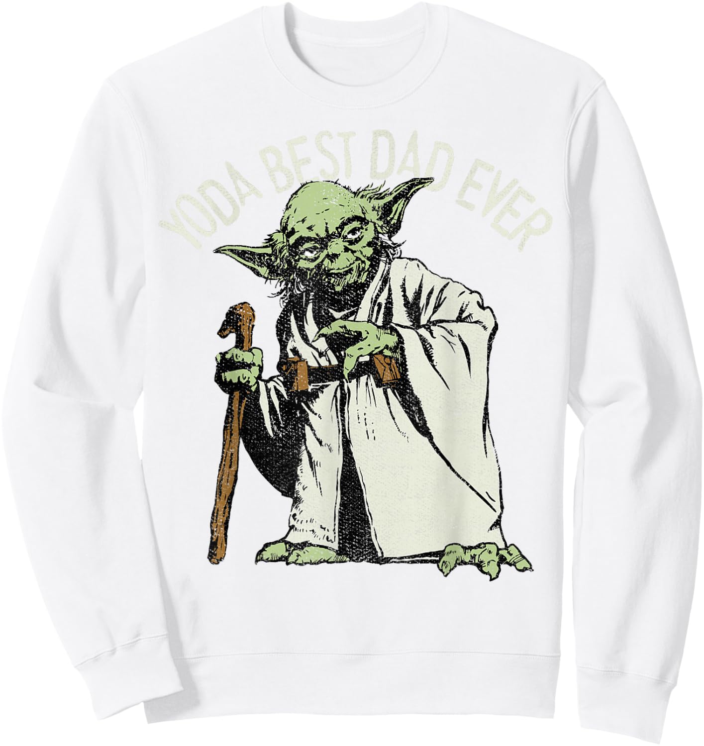 Star Wars Yoda Best Dad Ever Graphic C2 Sweatshirt - Sweatshirt | White