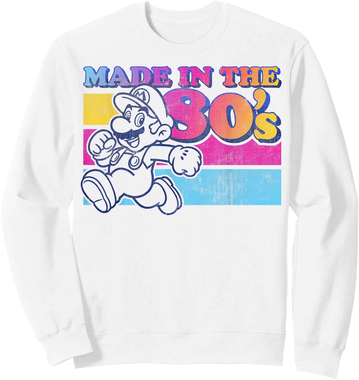 Super Mario Made in The 80's Retro Gradient Color Fade Sweatshirt - Sweatshirt | White