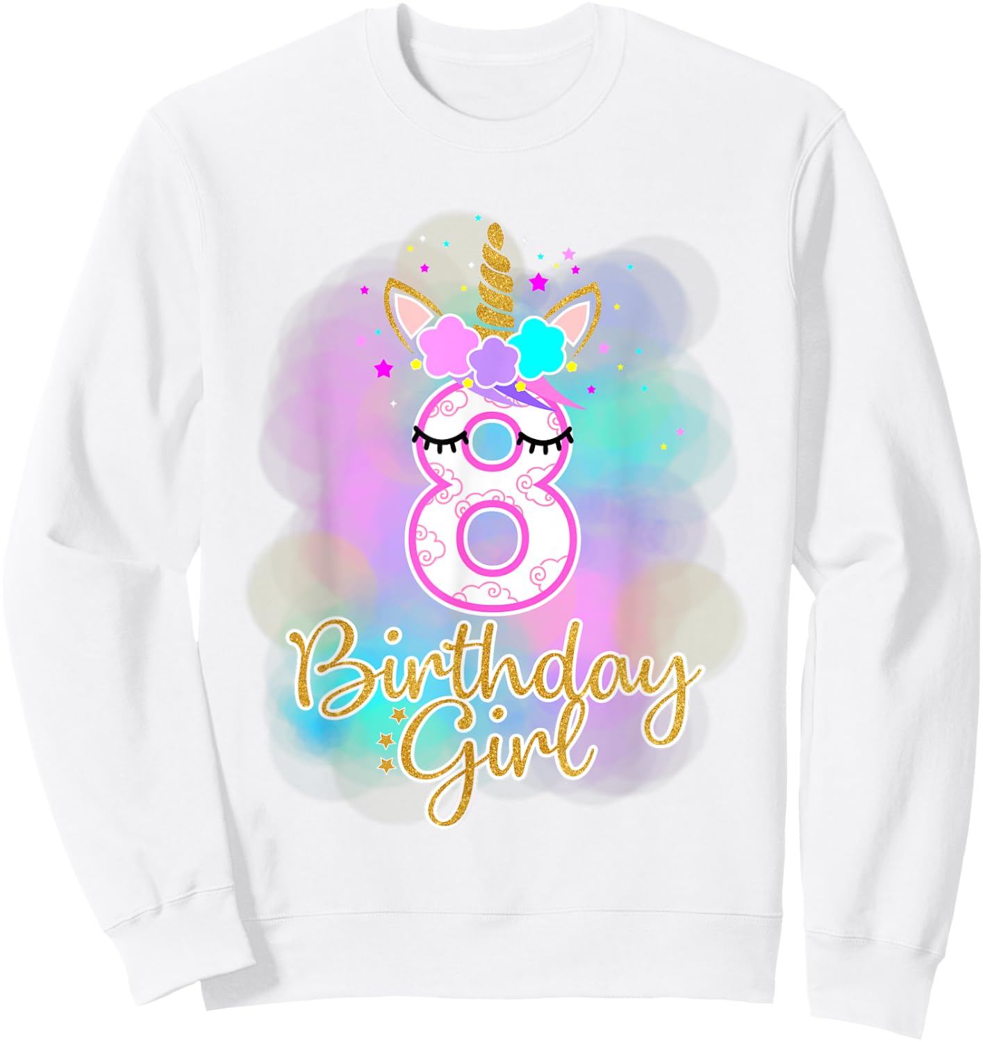 8th Unicorn Birthday Girl eight years old party gift Sweatshirt - Sweatshirt | White