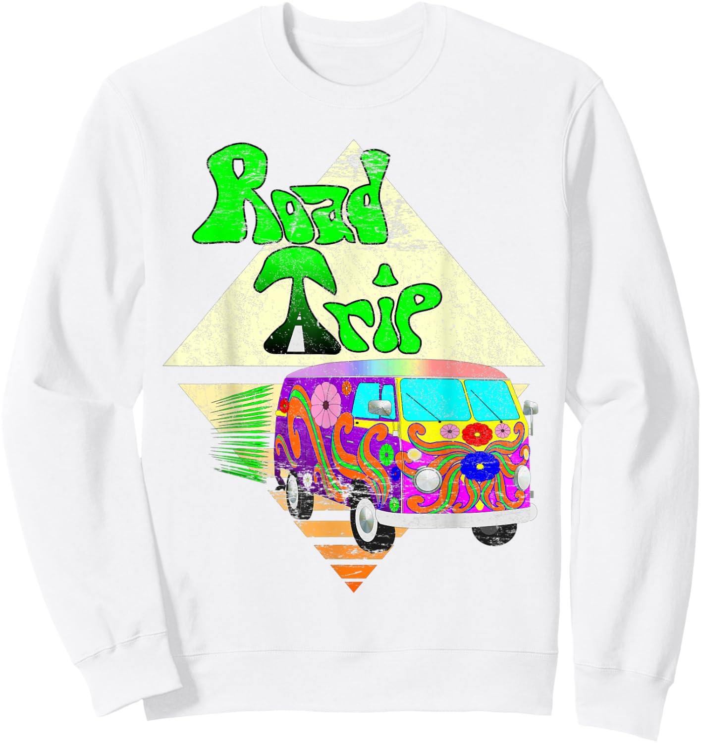 Road Trip Vacation Vintage 1960s Hippie Distressed Sweatshirt - Sweatshirt | White