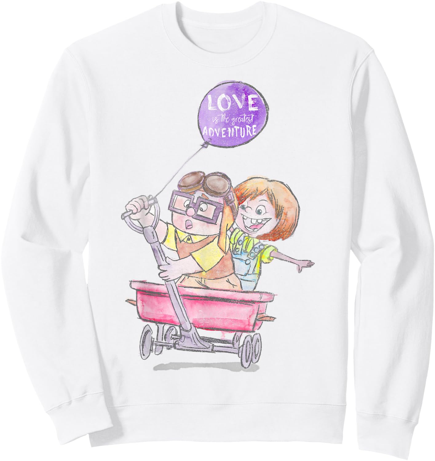 Disney Pixar Up Ellie & Carl Wagon Drawing Sweatshirt - Sweatshirt | White