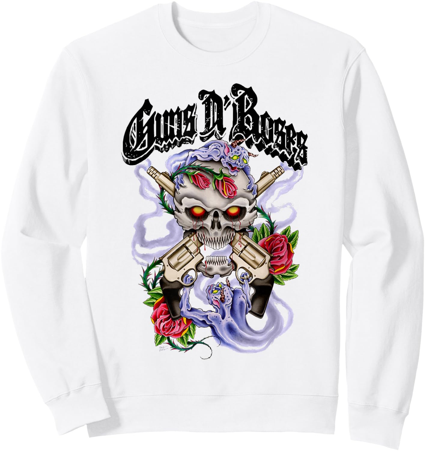 Guns N' Roses Official Guns N' Demons Purple Smoke Sweatshirt - Sweatshirt | White