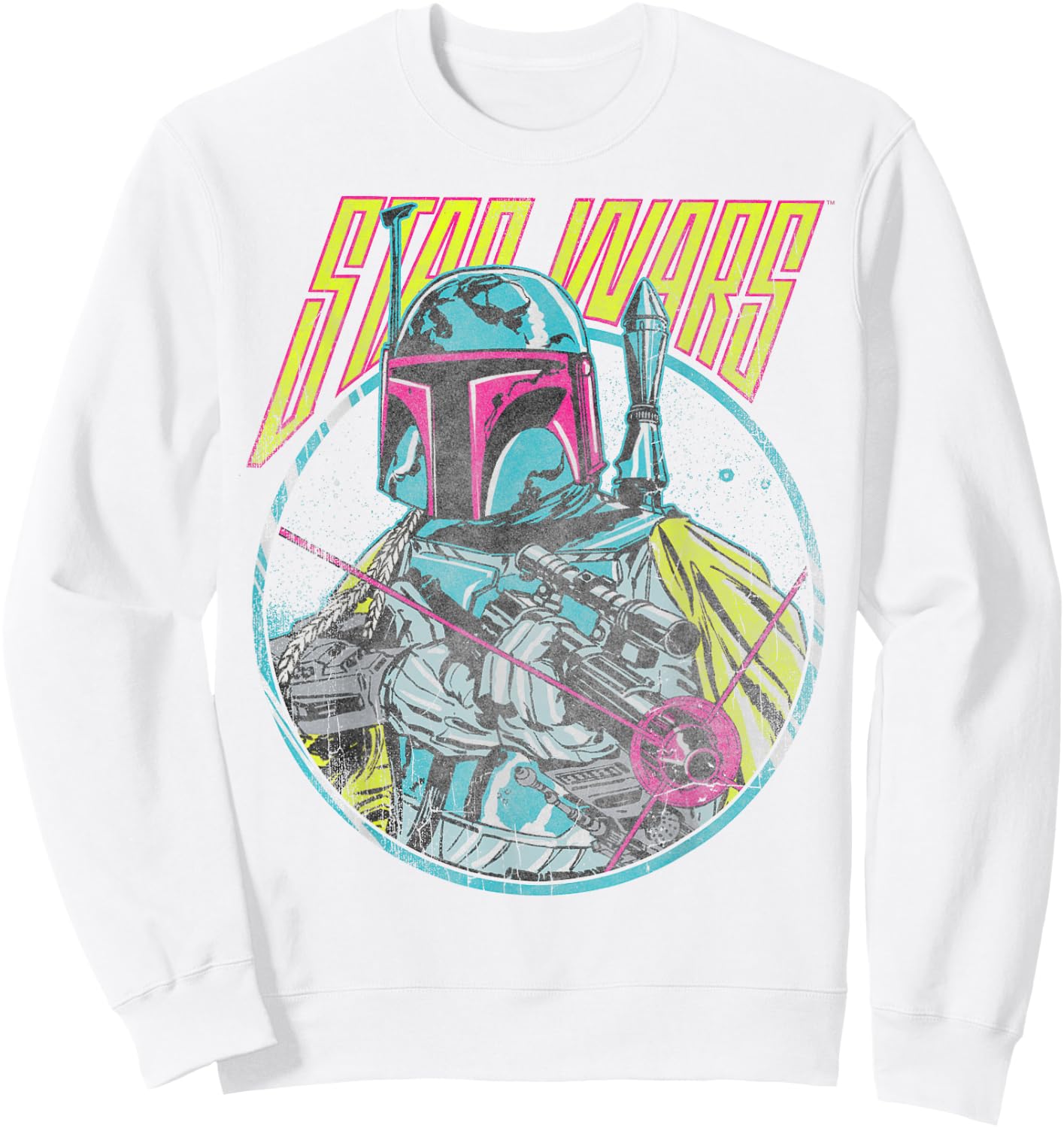Star Wars Boba Fett Neon Blaster Vintage Graphic C2 Sweatshirt - Sweatshirt | White