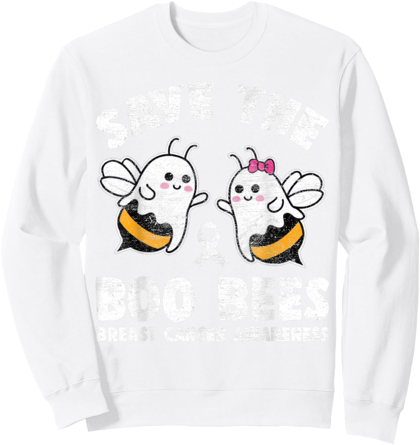 Save The BooBees Boo bees Breast Cancer Halloween Women Sweatshirt - Sweatshirt | White