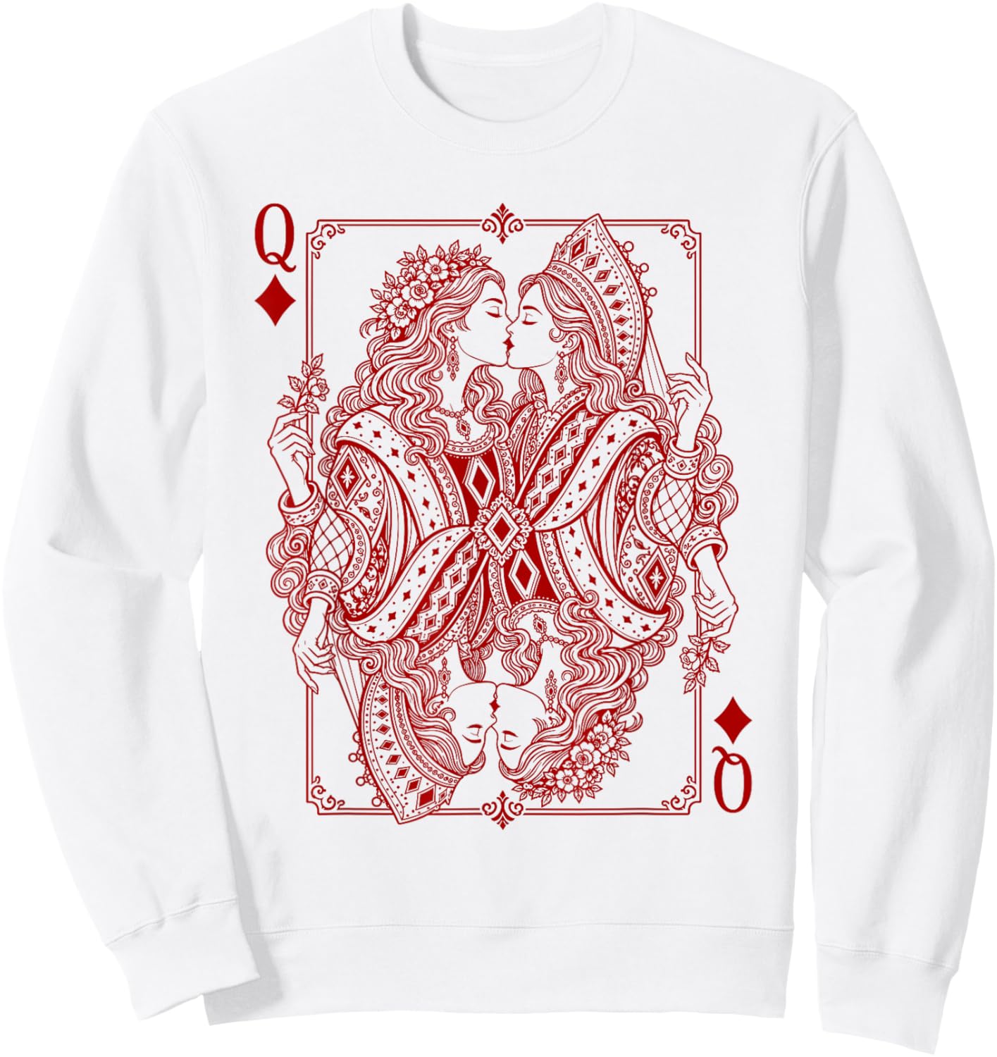 Lesbian Queens Kissing Card Game LGBT Pride Two Brides Sweatshirt - Sweatshirt | White