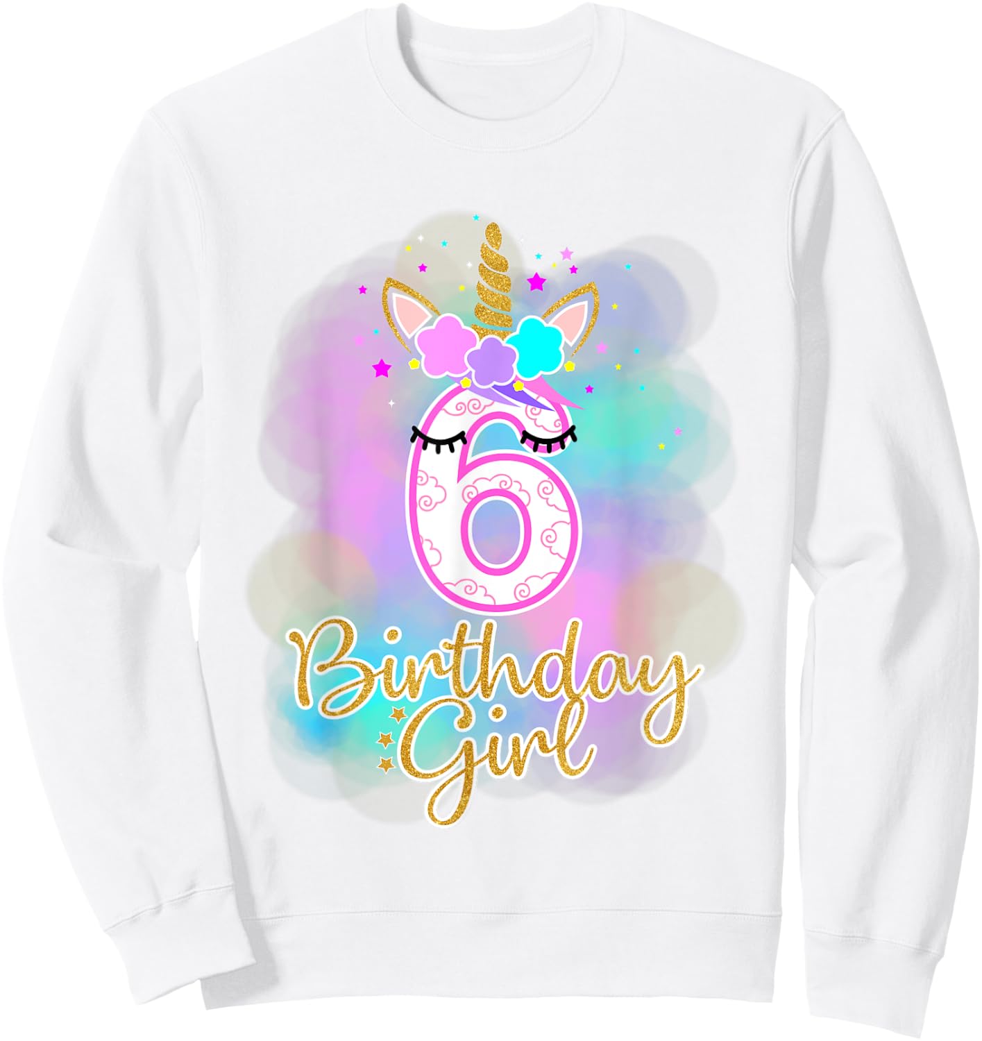 6th Unicorn Birthday girl six years old party gift Sweatshirt - Sweatshirt | White