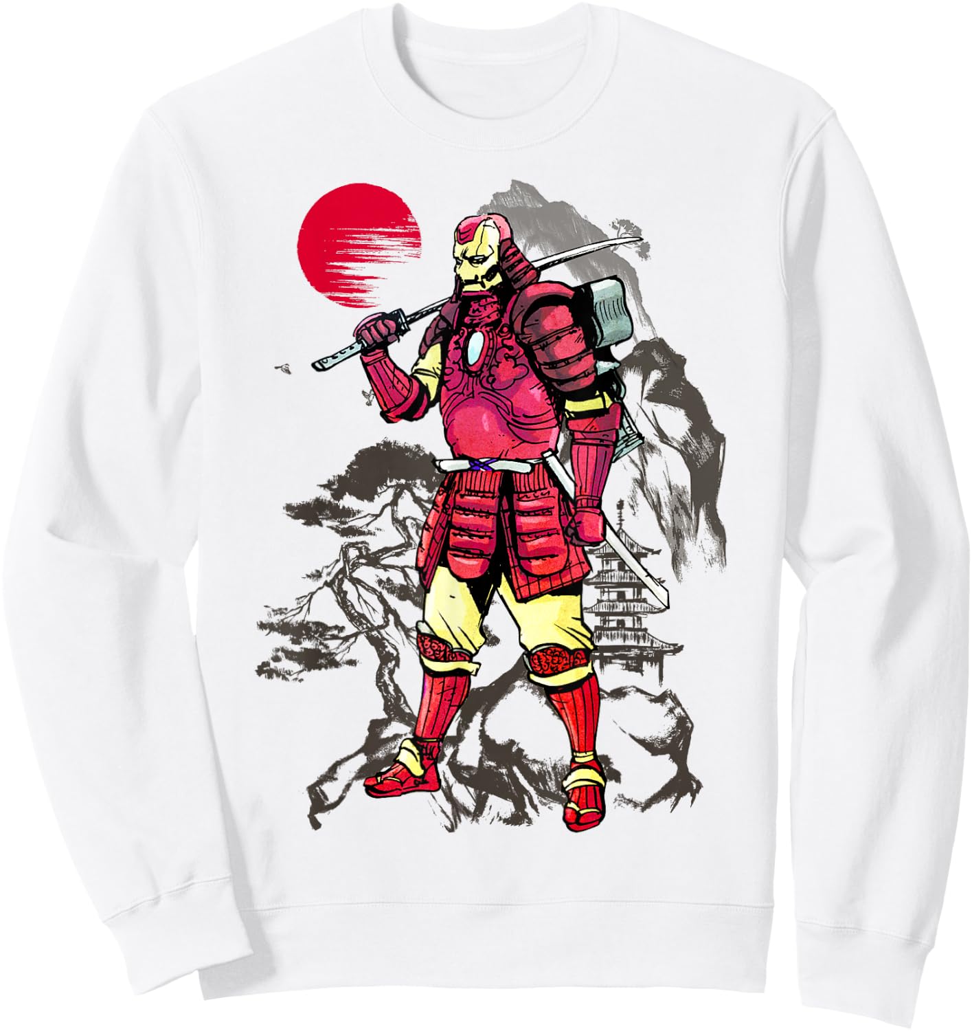 Marvel Iron Man Samurai Mountain Sunset Graphic Sweatshirt - Sweatshirt | White