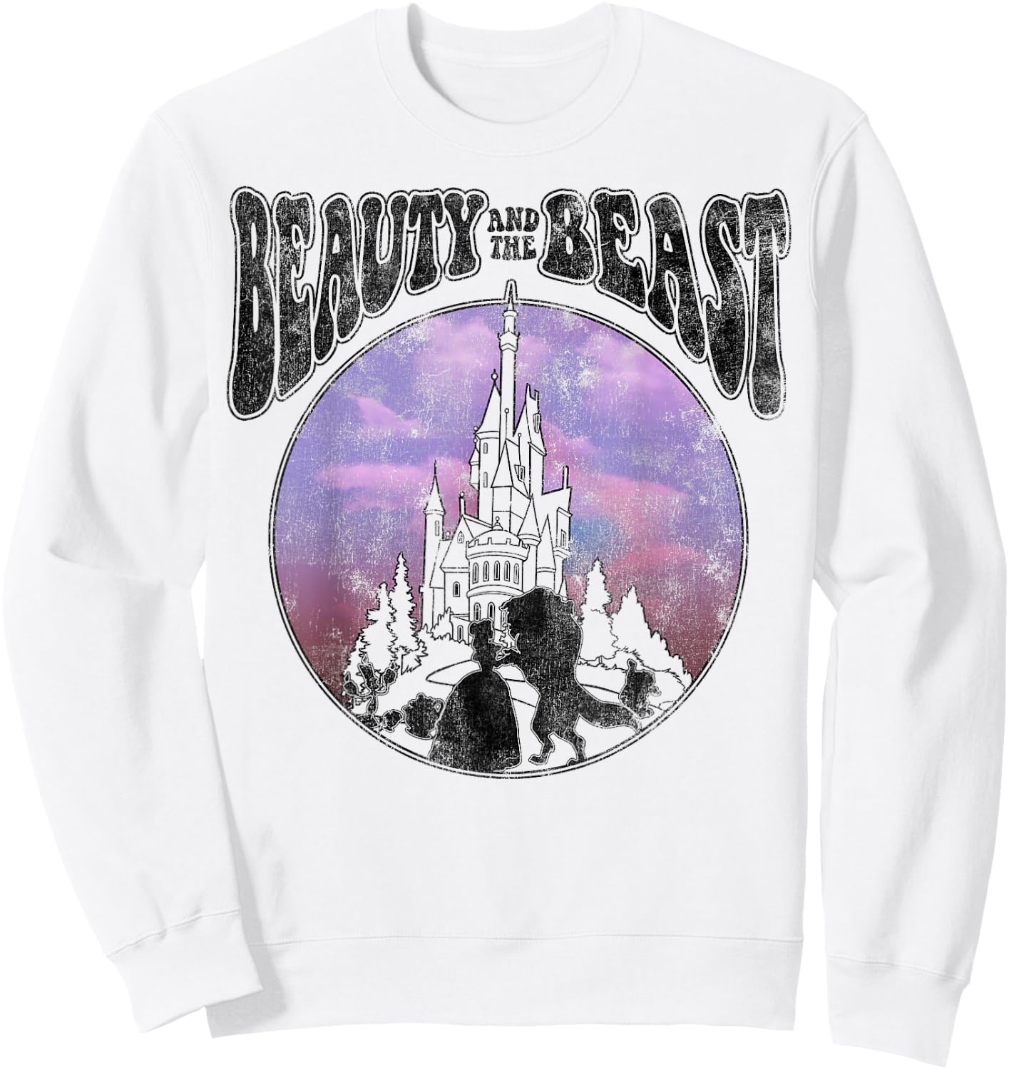 Disney Beauty and the Beast Watercolor Palace Silhouettes Sweatshirt - Sweatshirt | White