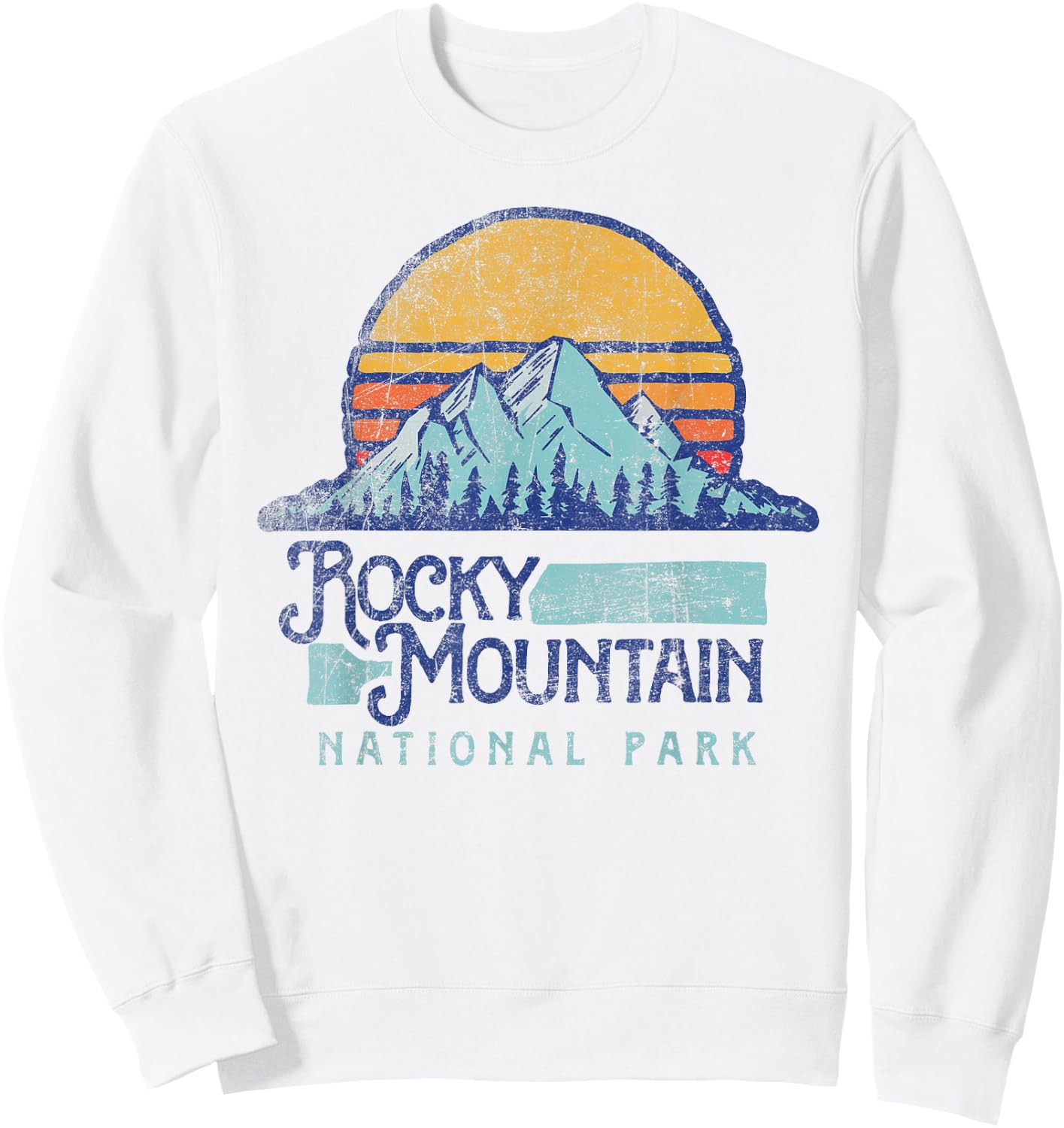 Vintage Rocky Mountain National Park Retro Sweatshirt - Sweatshirt | White