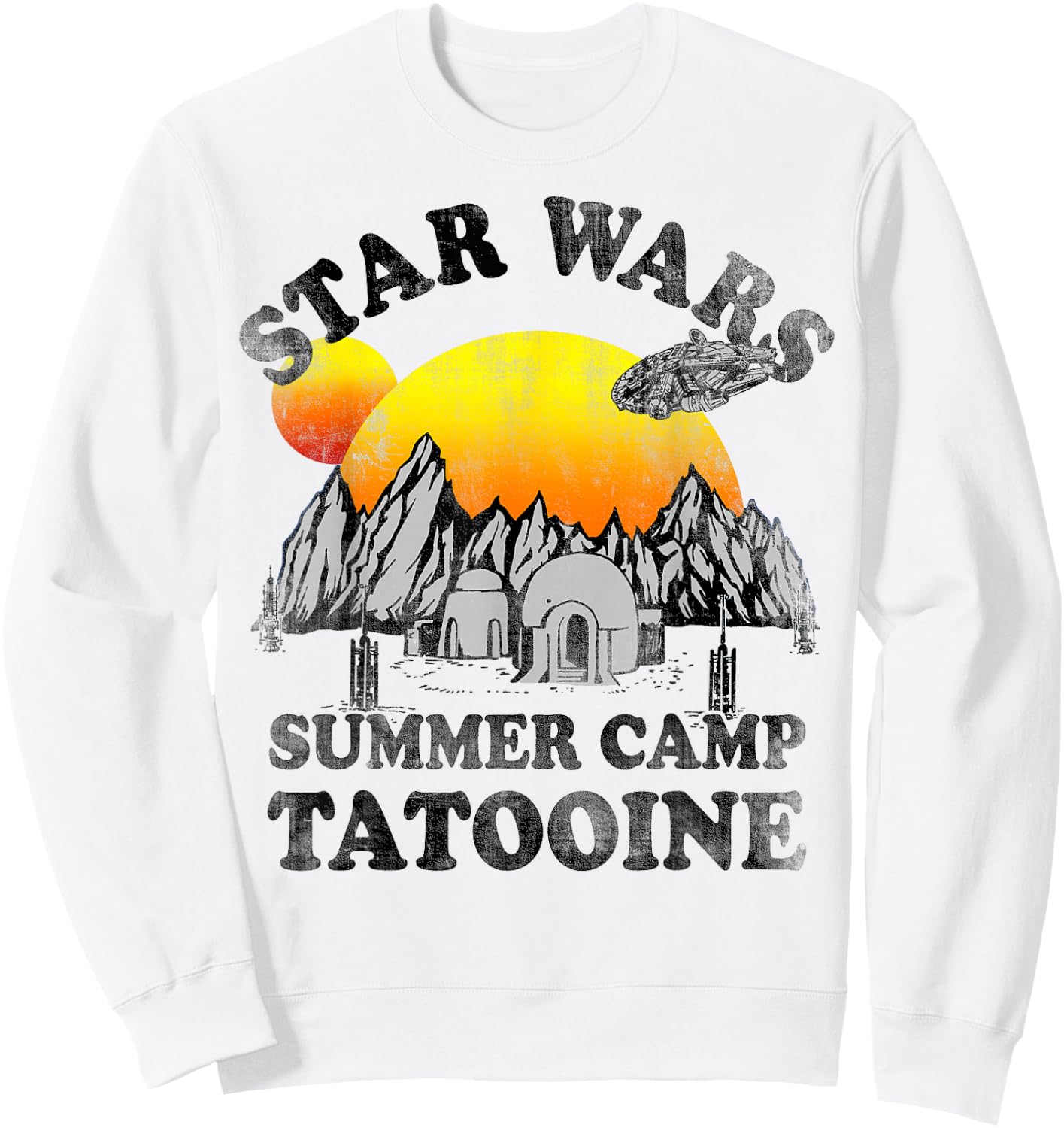 Star Wars Tatooine Summer Camp Igloo Sunrise Retro Sweatshirt - Sweatshirt | White