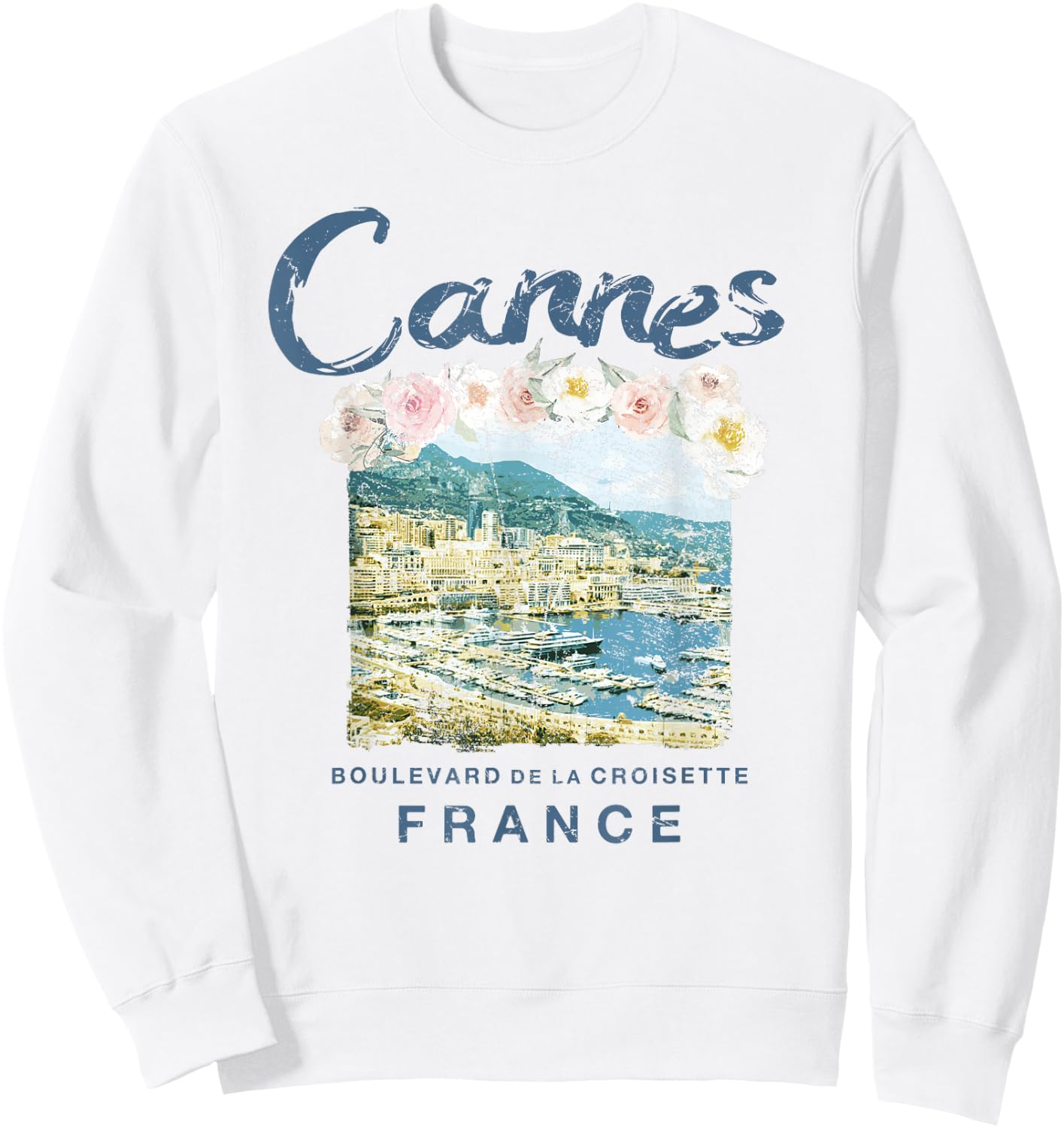 France Cannes French Riviera Vintage Travel T Shirt Sweatshirt - Sweatshirt | White