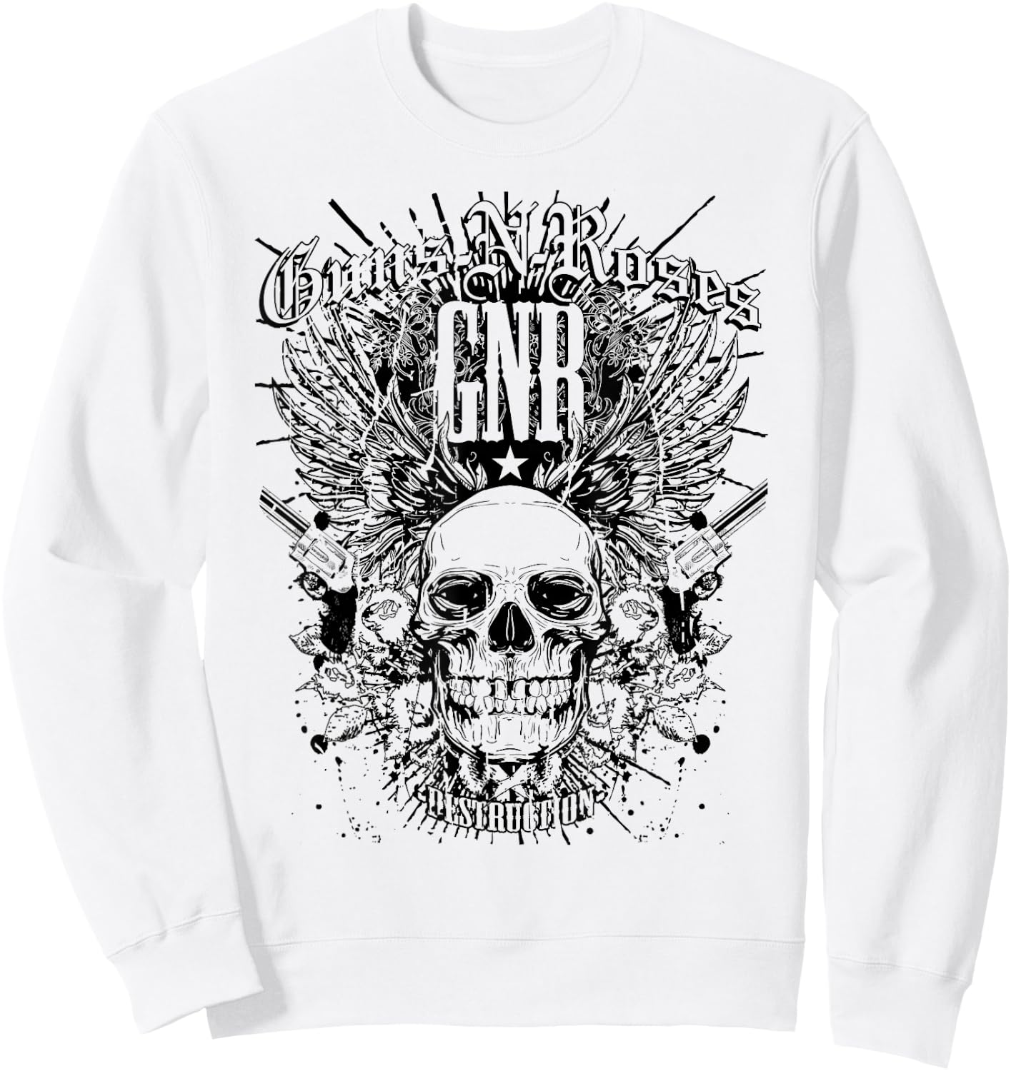 Guns N' Roses Official Destruction White Sweatshirt - Sweatshirt | White