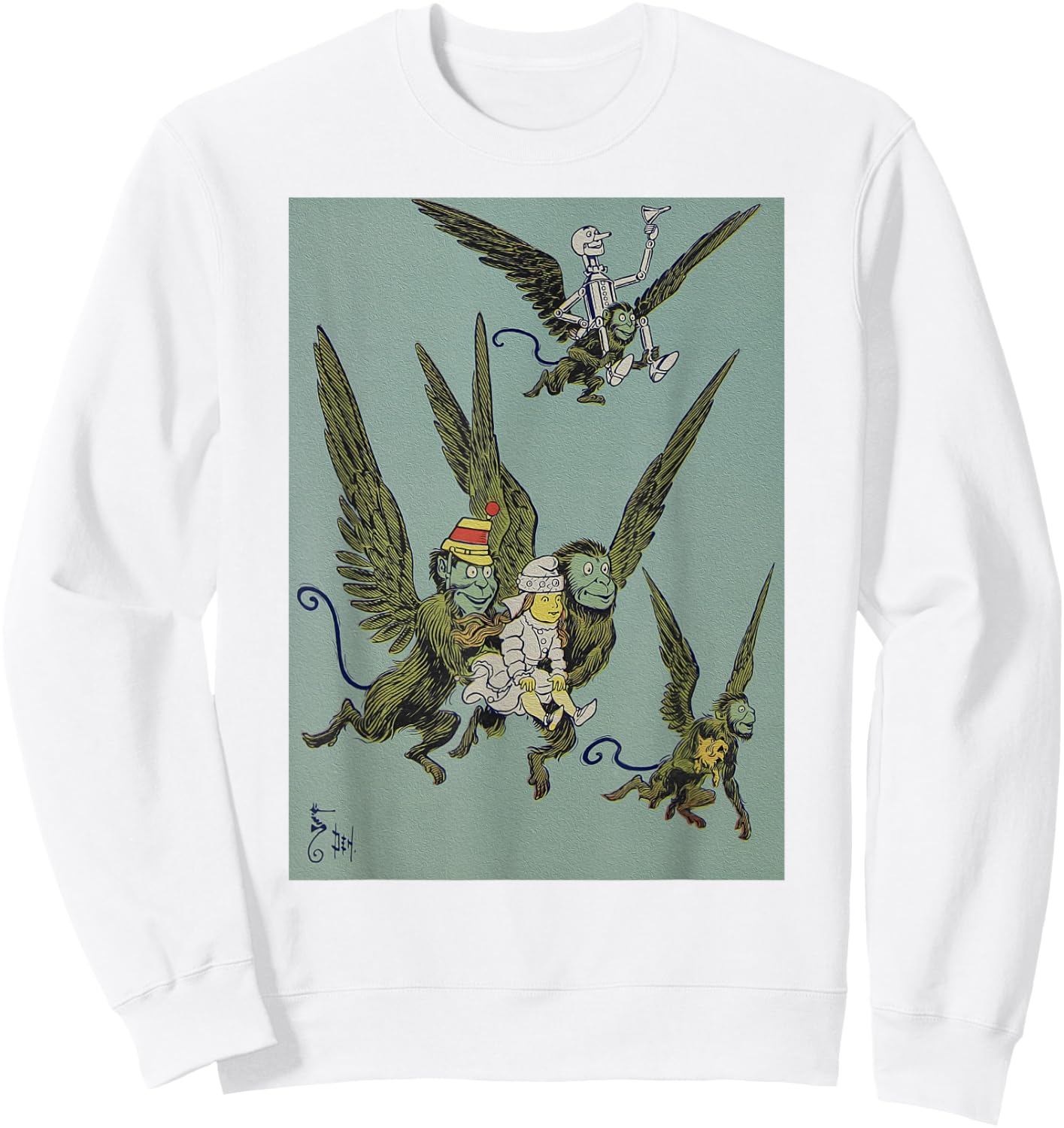 Retro OZ Winged Flying Monkey -Dorothy Toto Tin Man Sweatshirt - Sweatshirt | White