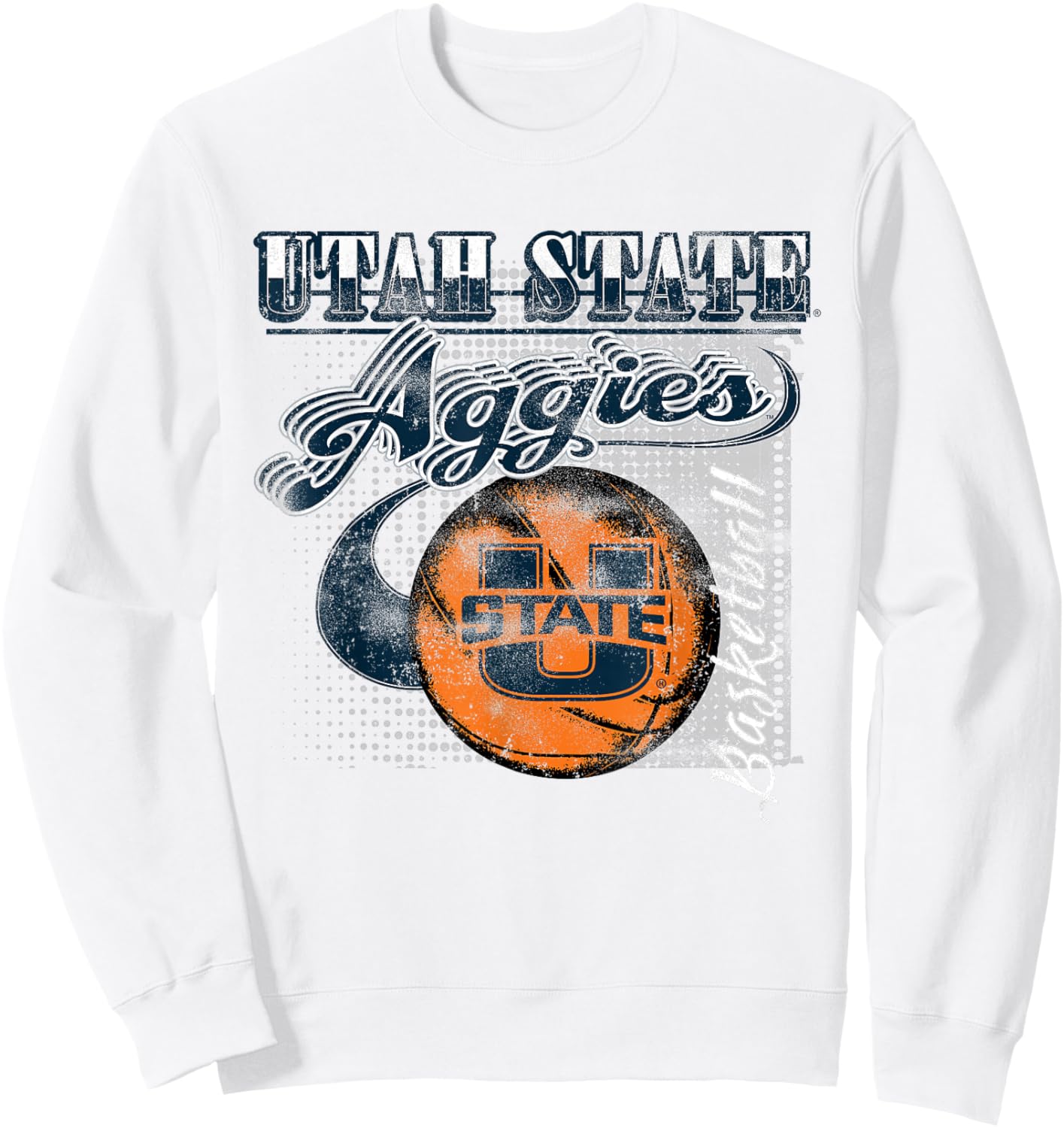 Utah State Aggies Basketball Retro Gray Officially Licensed Sweatshirt - Sweatshirt | White
