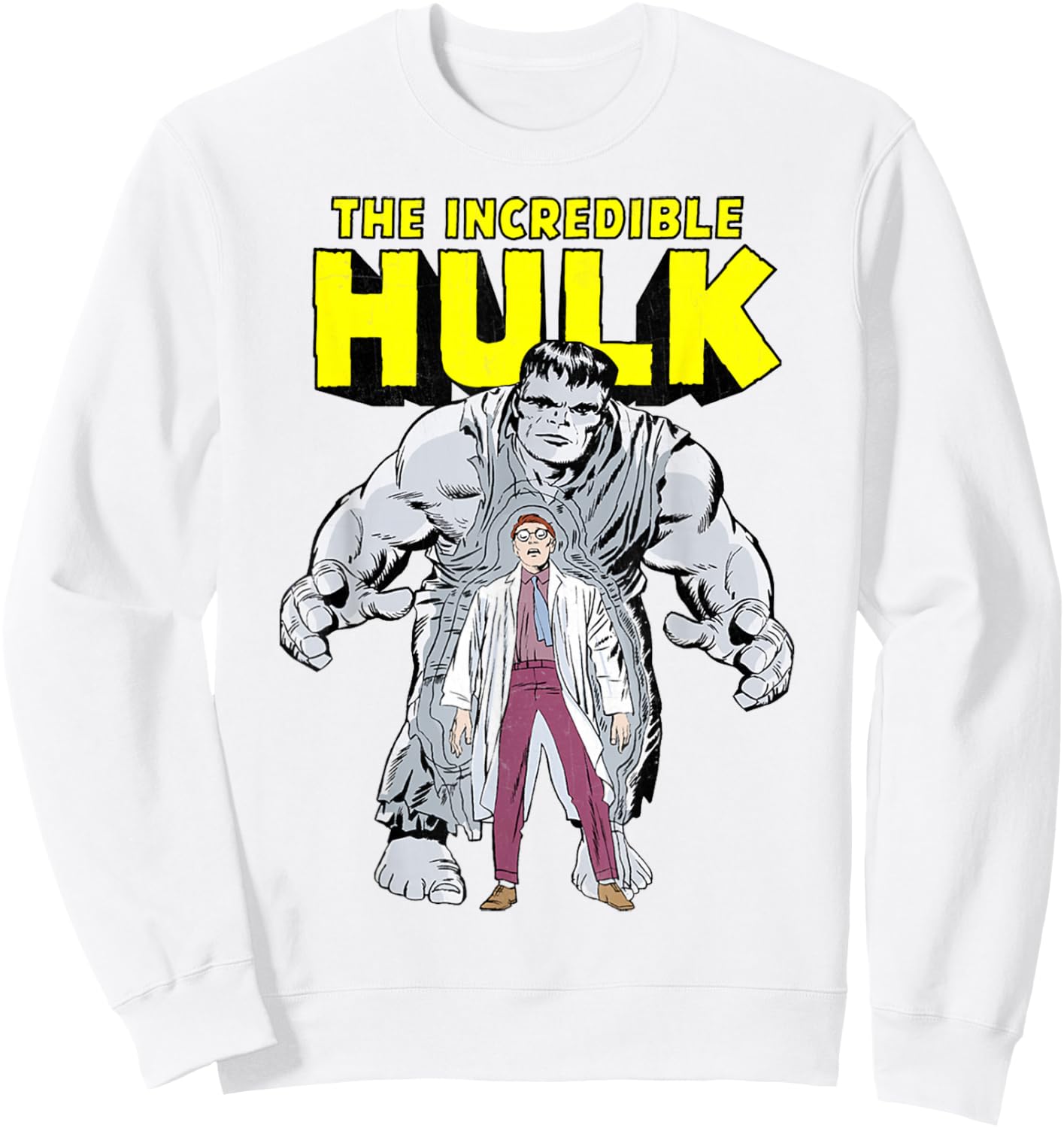 Marvel Hulk Retro Transformation Graphic Sweatshirt - Sweatshirt | White