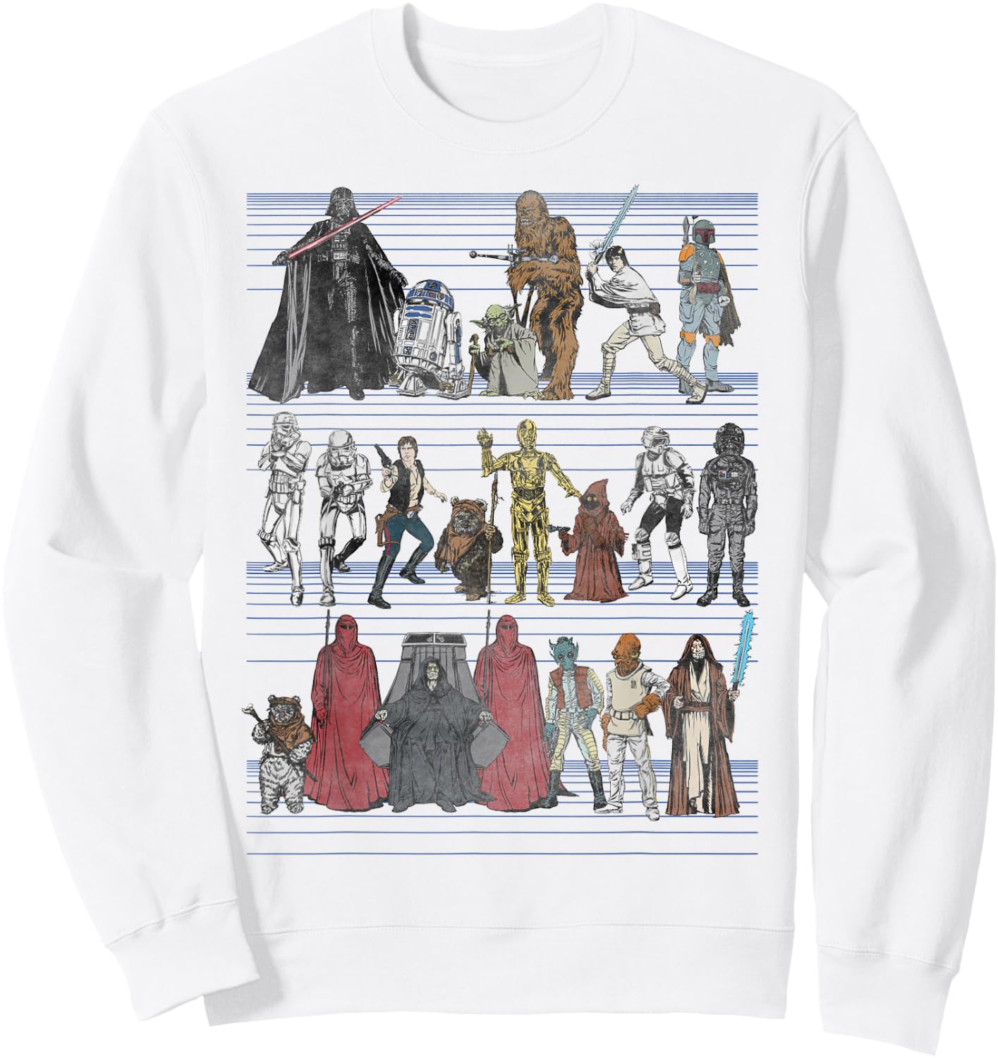 Star Wars Character Lineup Retro Classic Graphic Sweatshirt - Sweatshirt | White