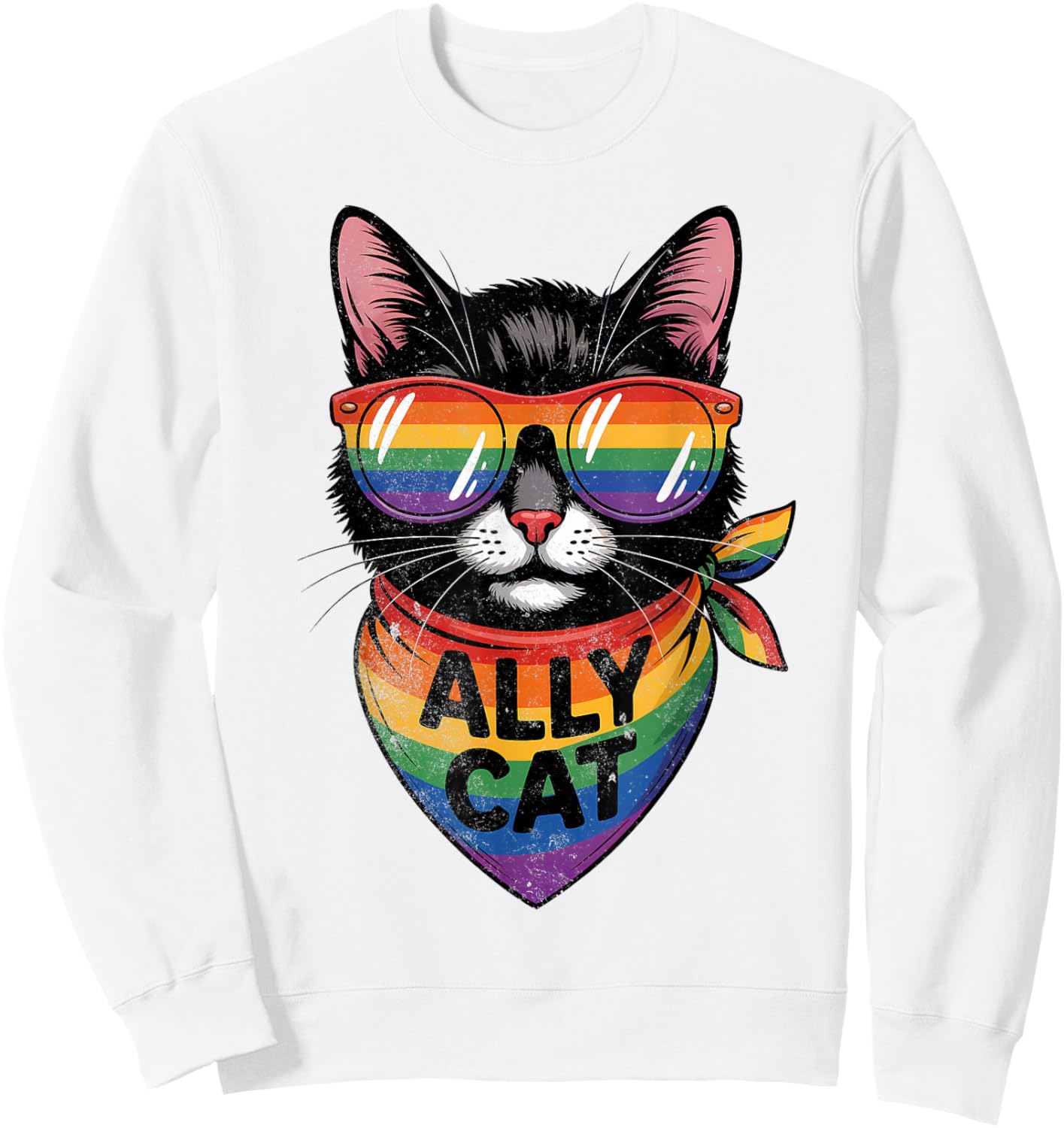 Ally Cat Pride Men Women Sweatshirt - Sweatshirt | White