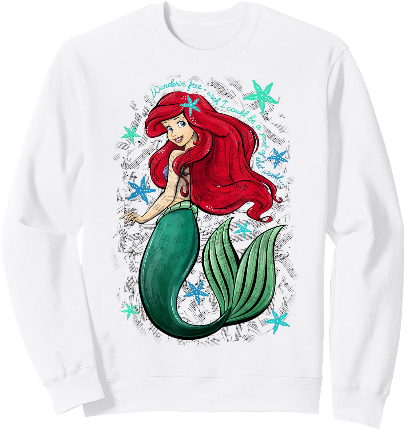 Disney The Little Mermaid Ariel's Song Music Notes Small Sweatshirt - Sweatshirt | White