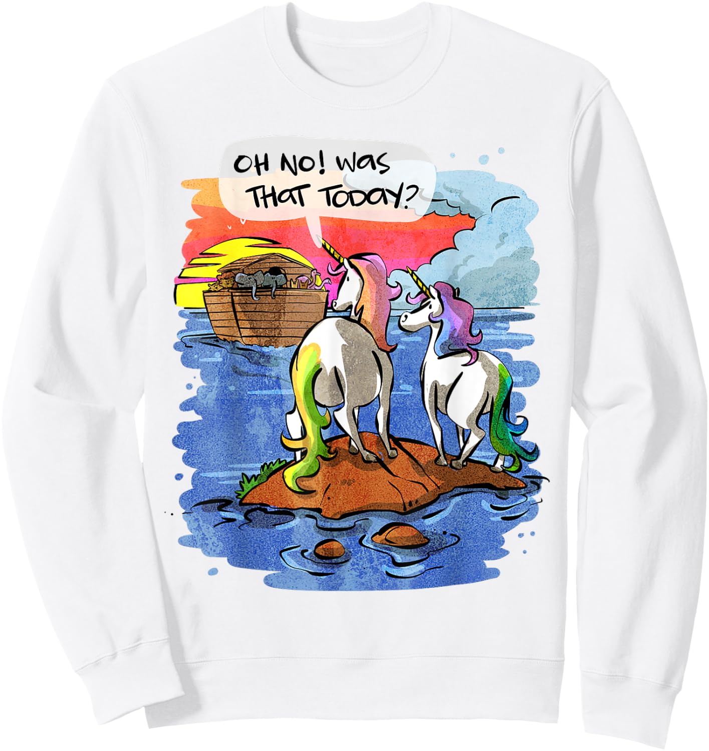 Noah Guy Unicorn Noahs Ark Design For Girls And Adults Sweatshirt - Sweatshirt | White