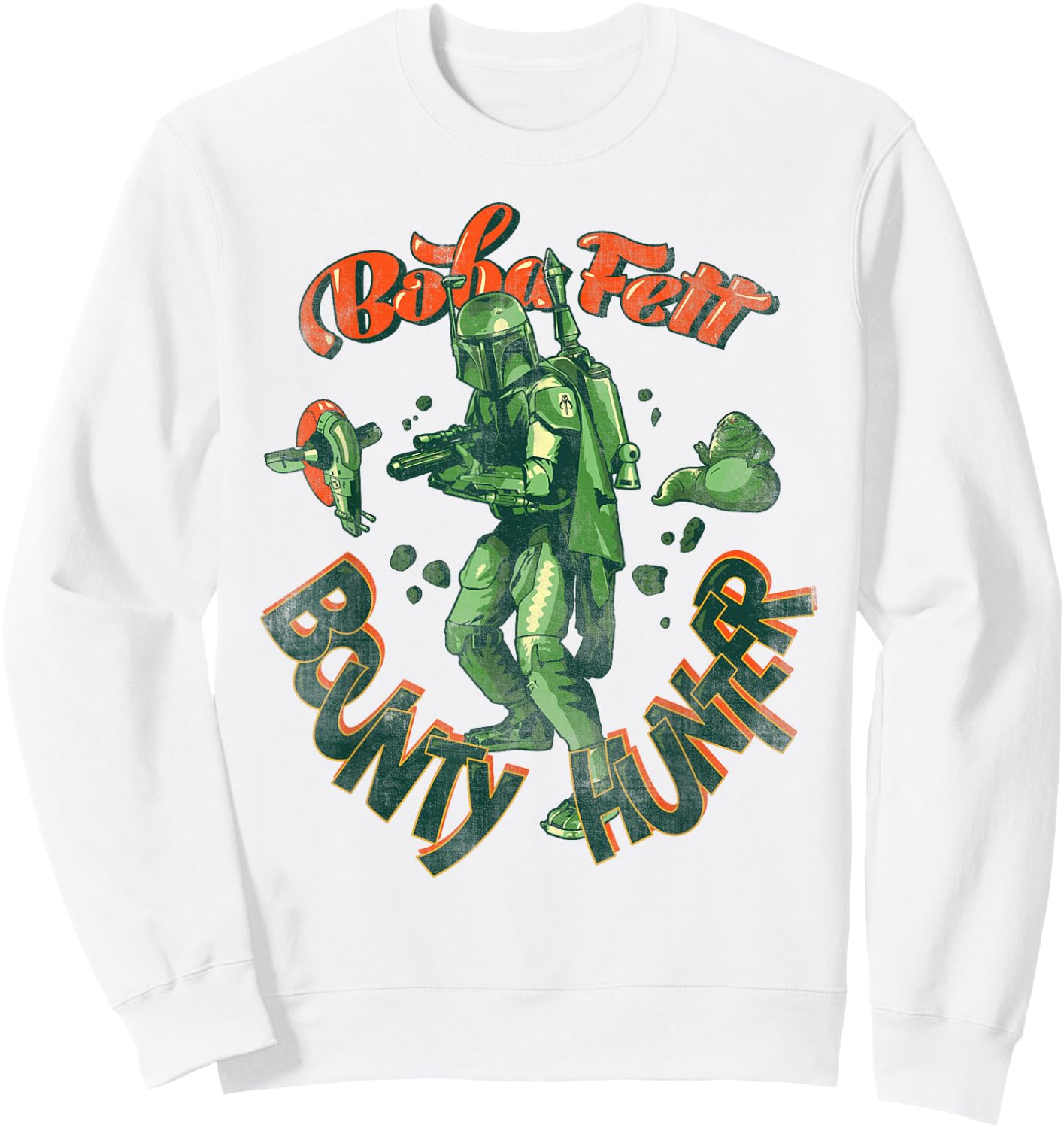 Star Wars Boba Fett Bounty Hunter Retro Font Sweatshirt - Sweatshirt | White