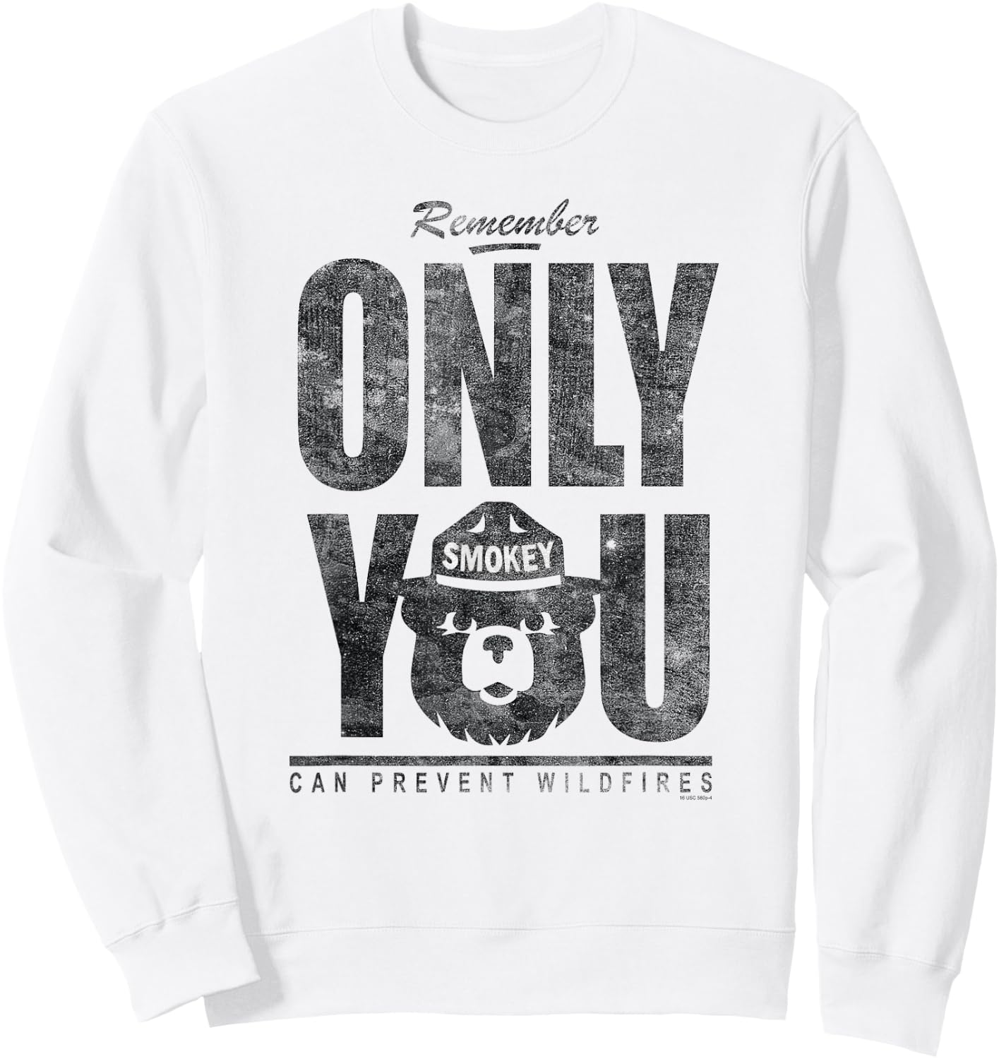 Smokey Bear Distressed Oversized Only You Sweatshirt - Sweatshirt | White