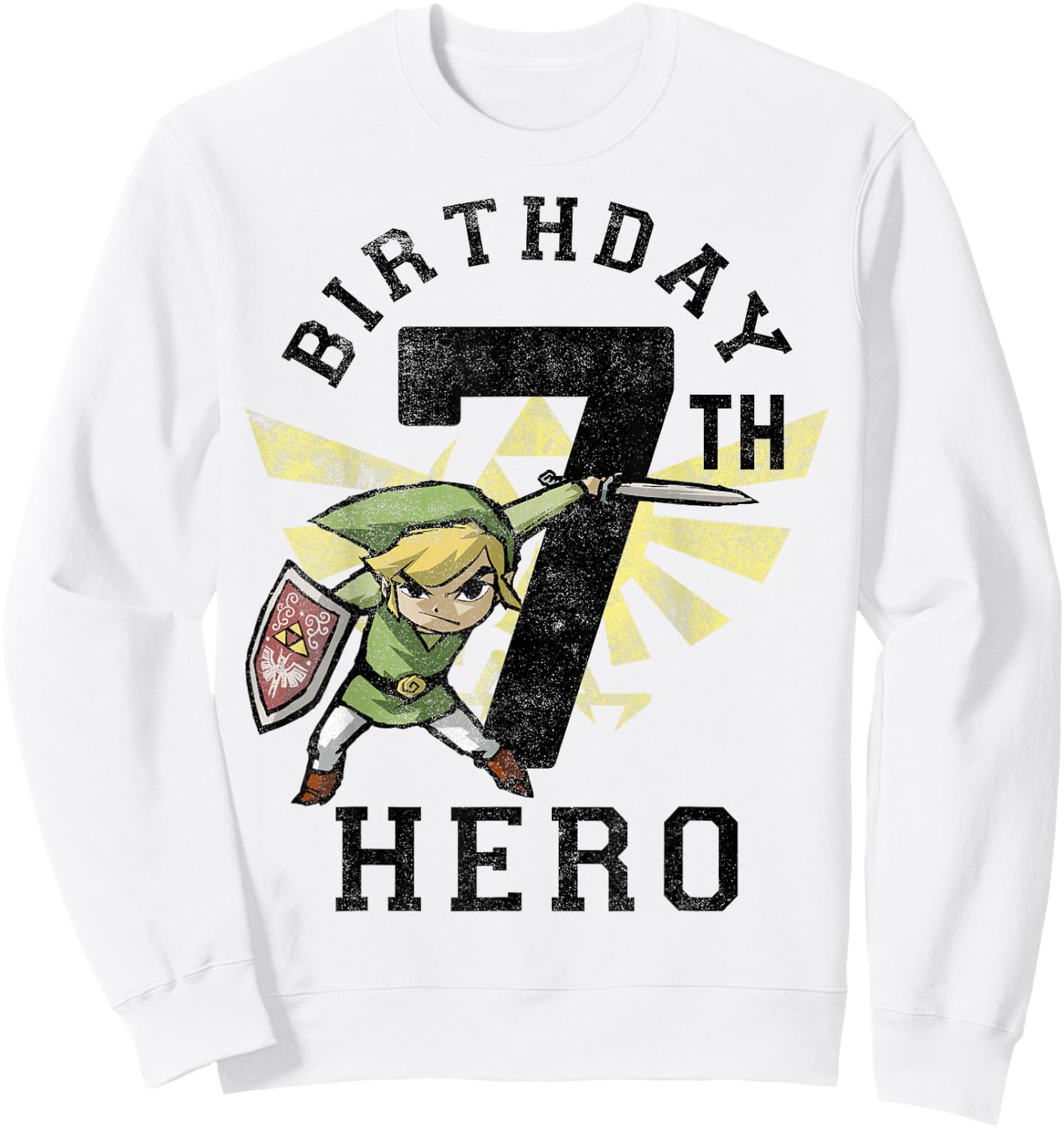 Legend of Zelda Link 7th Birthday Hero Triforce Logo Small Sweatshirt - Sweatshirt | White