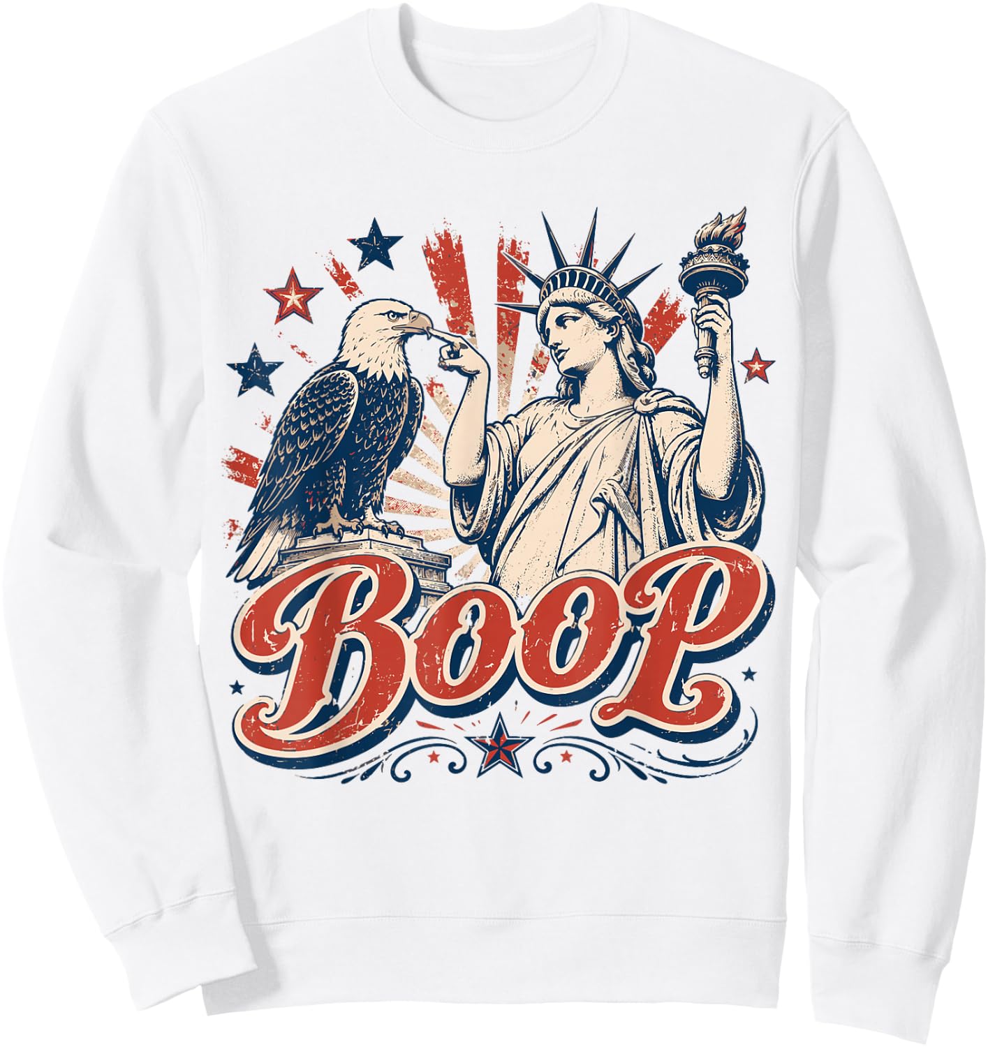 Boop Eagle 4th of July Retro Patriotic Liberty Bald Eagle Sweatshirt - Sweatshirt | White