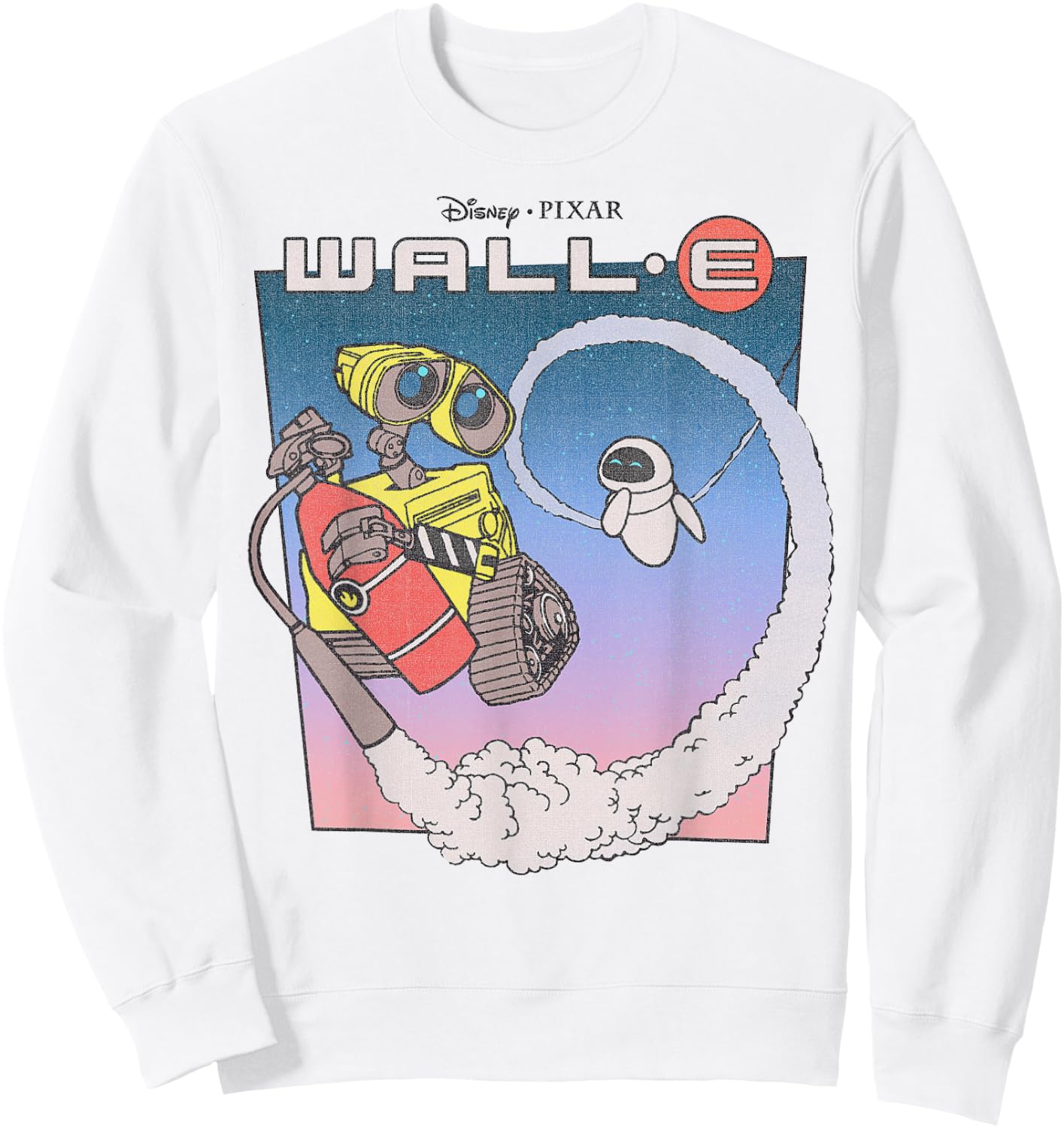 Disney Pixar Wall-E Fly Eve Retro Distressed Sweatshirt - Sweatshirt | White