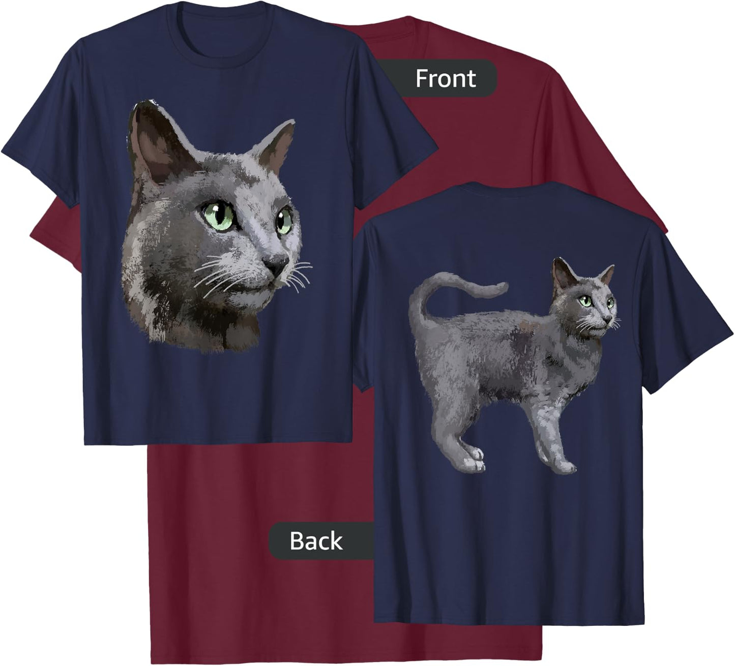 Russian Blue Cat T Shirt Men Women Kids T-Shirt - T-Shirt | Maroon