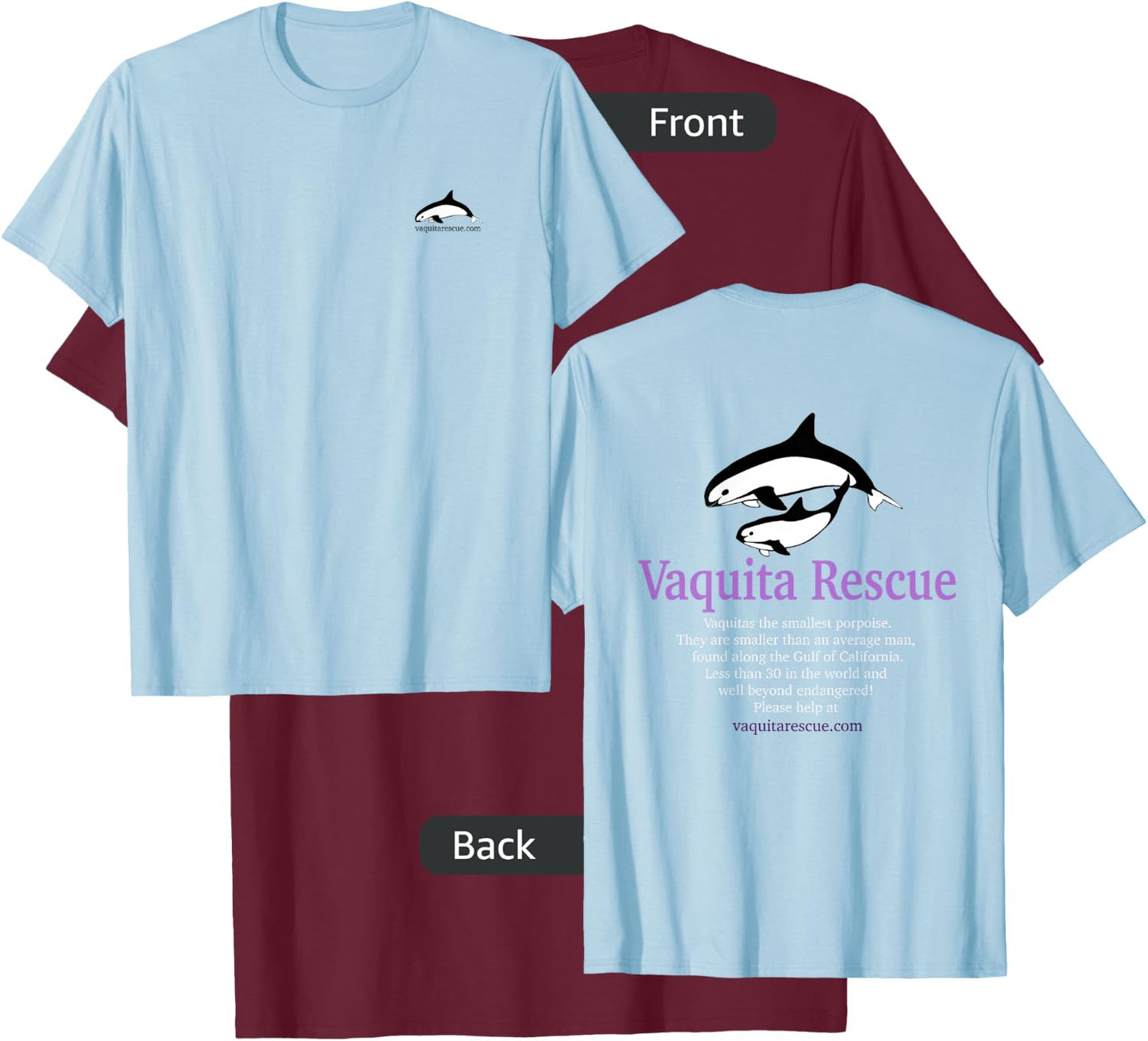 Vaquita Porpoise Dolphin Rescue Endangered Animal T Shirt T-Shirt - T-Shirt | Maroon