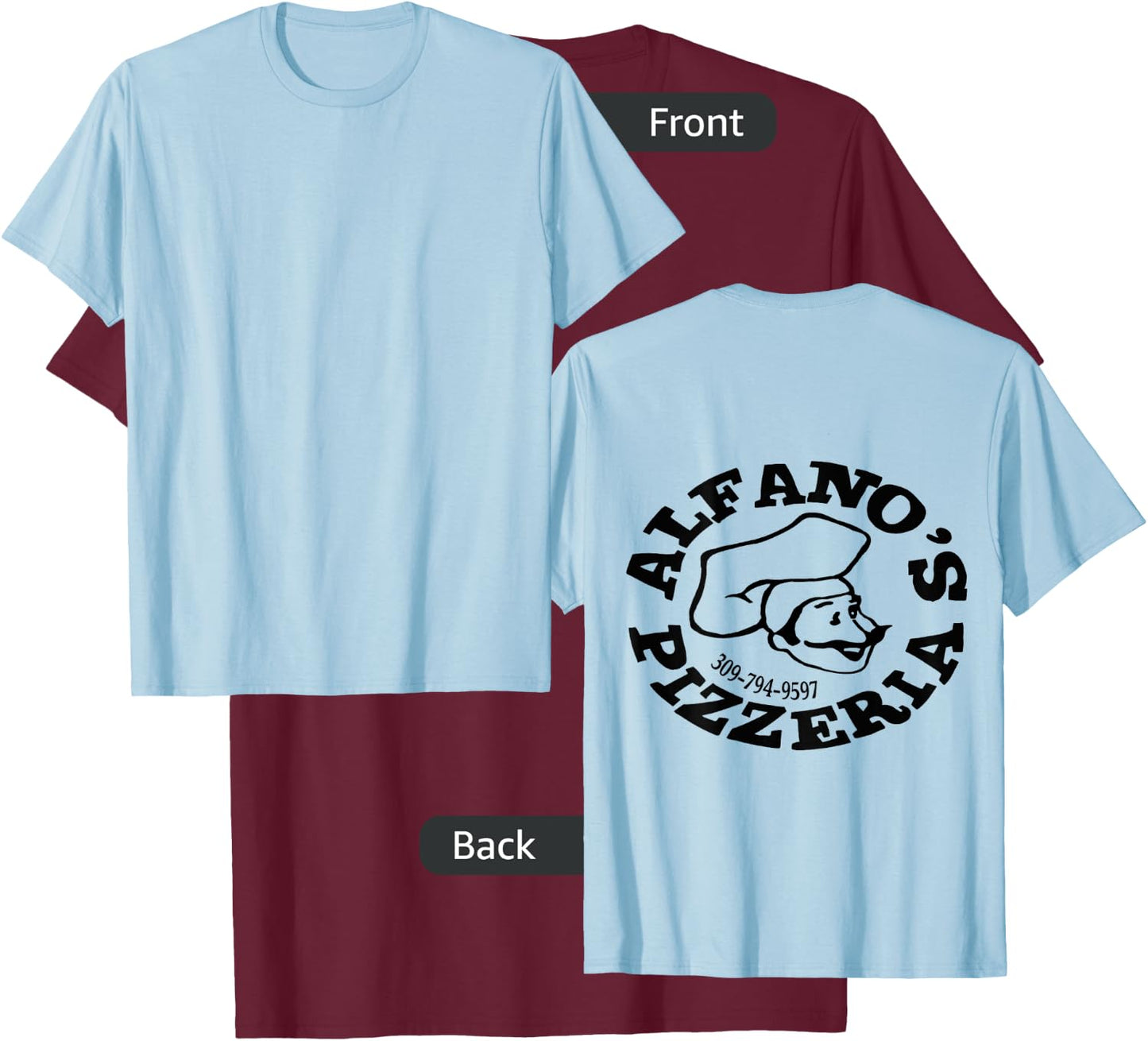 Official Alfano's Pizzeria Logo by Pazzo inc. T-Shirt - T-Shirt | Maroon