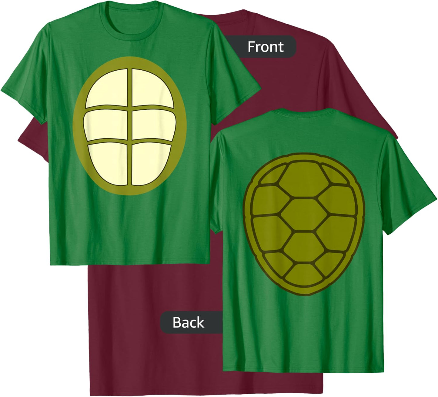 Turtle Halloween Costume 2-Sided Turtle Shell Shirt T-Shirt - T-Shirt | Maroon